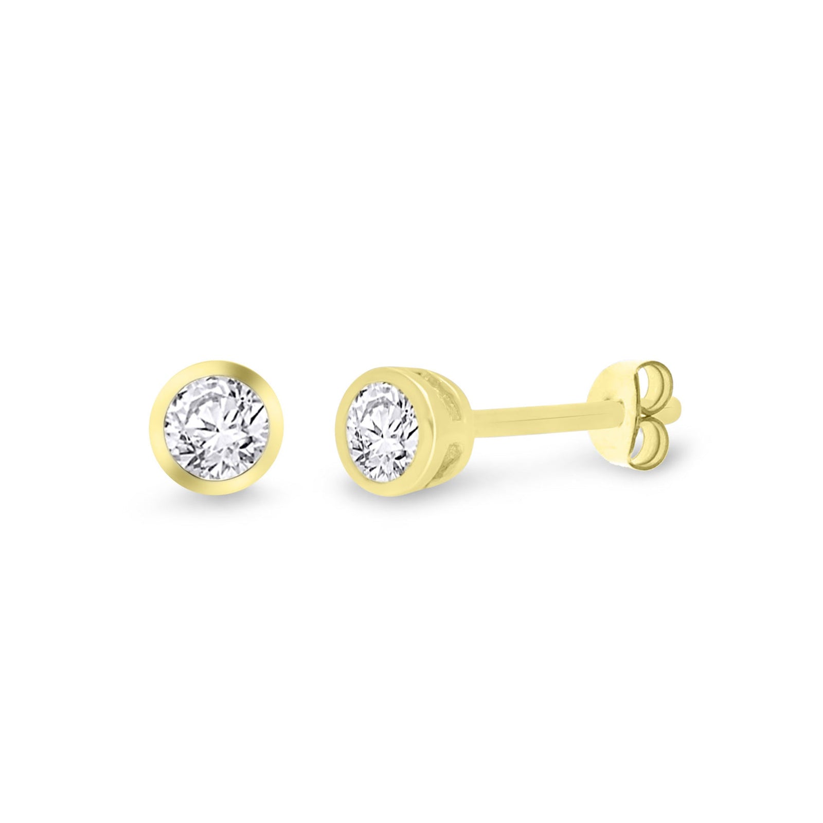 9ct gold rub over set diamond stud earrings 0.20ct
