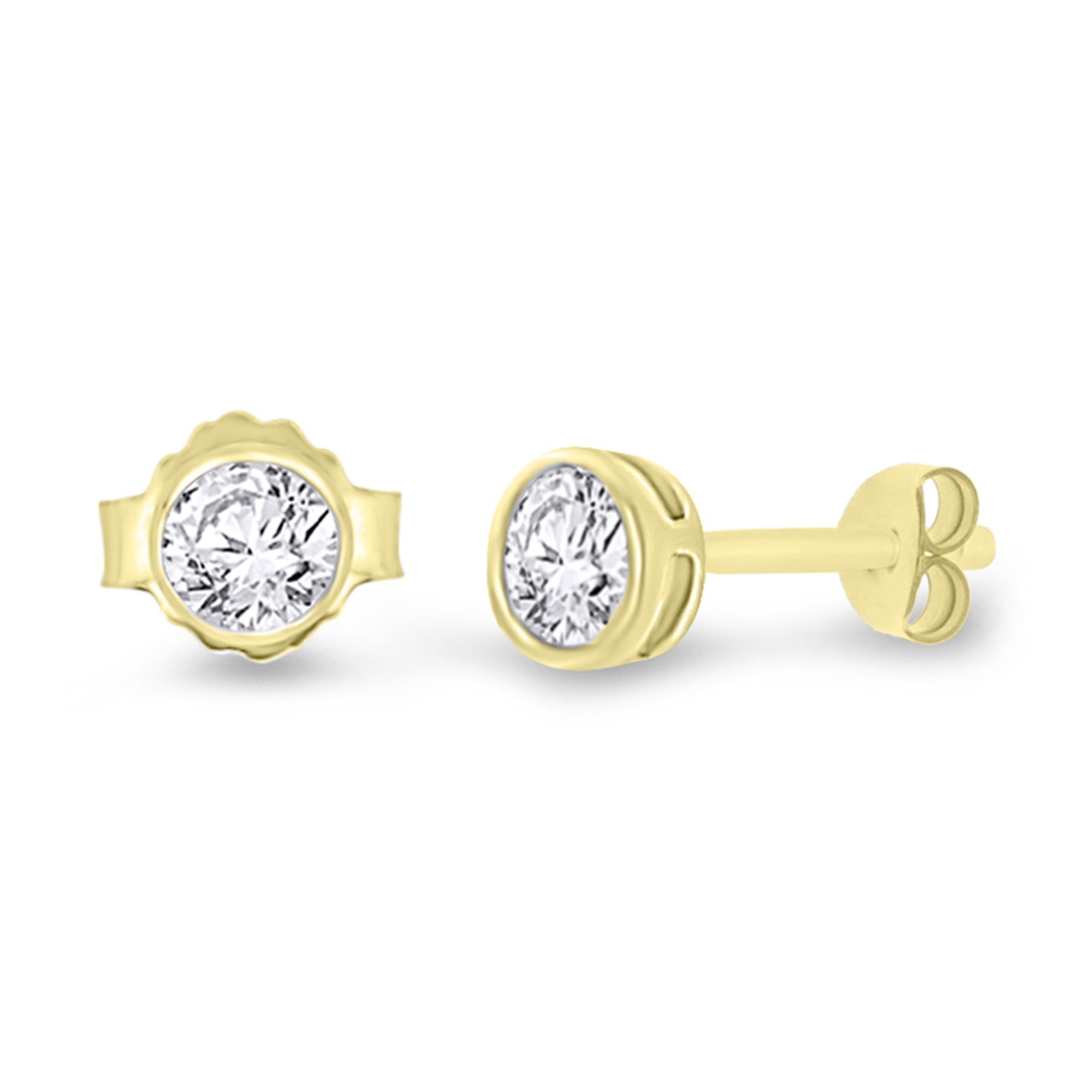 9ct gold rub over set diamond stud earrings 0.25ct