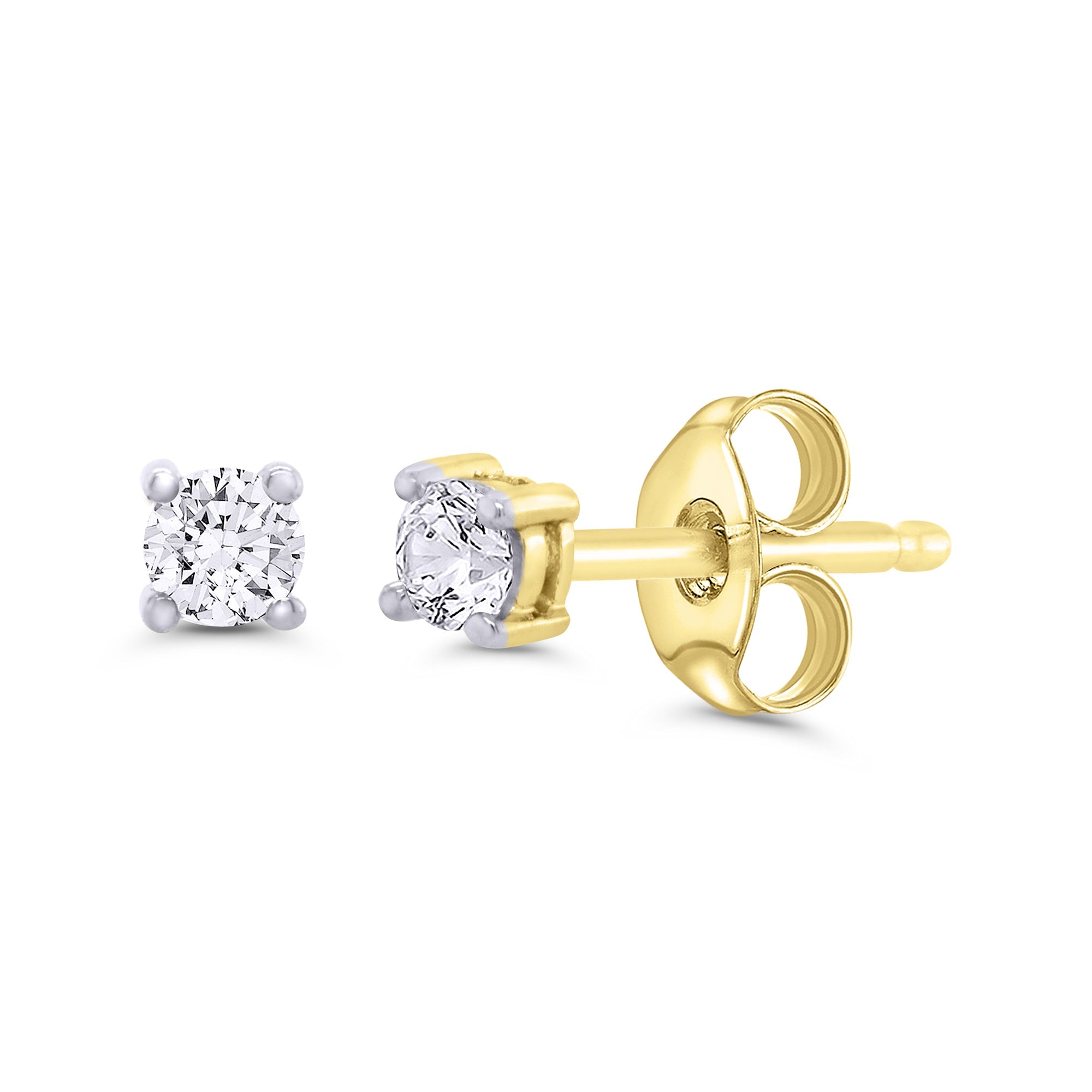 9ct gold four claw diamond stud earrings 0.15ct