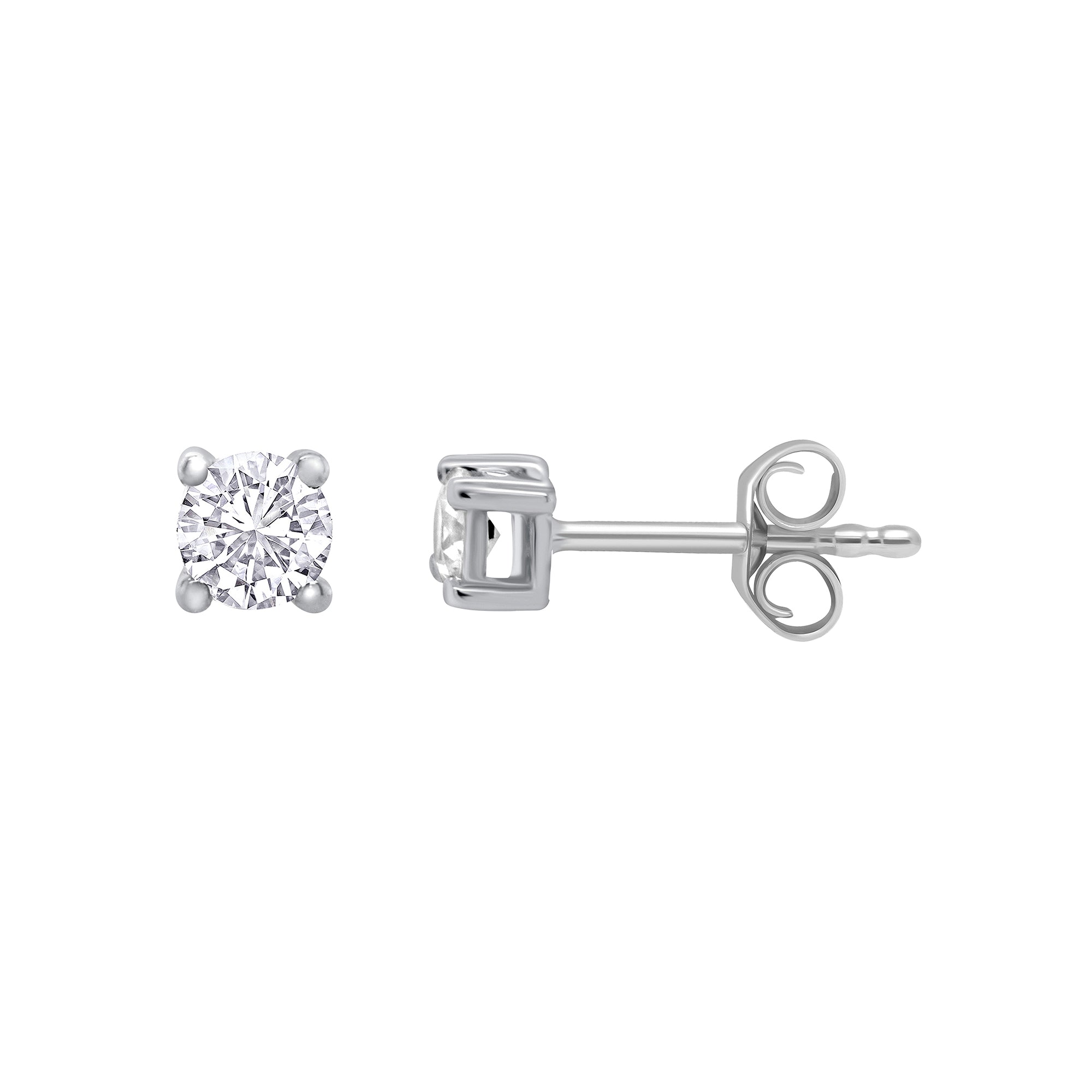 Platinum claw set diamond stud earrings 0.20ct H/Si