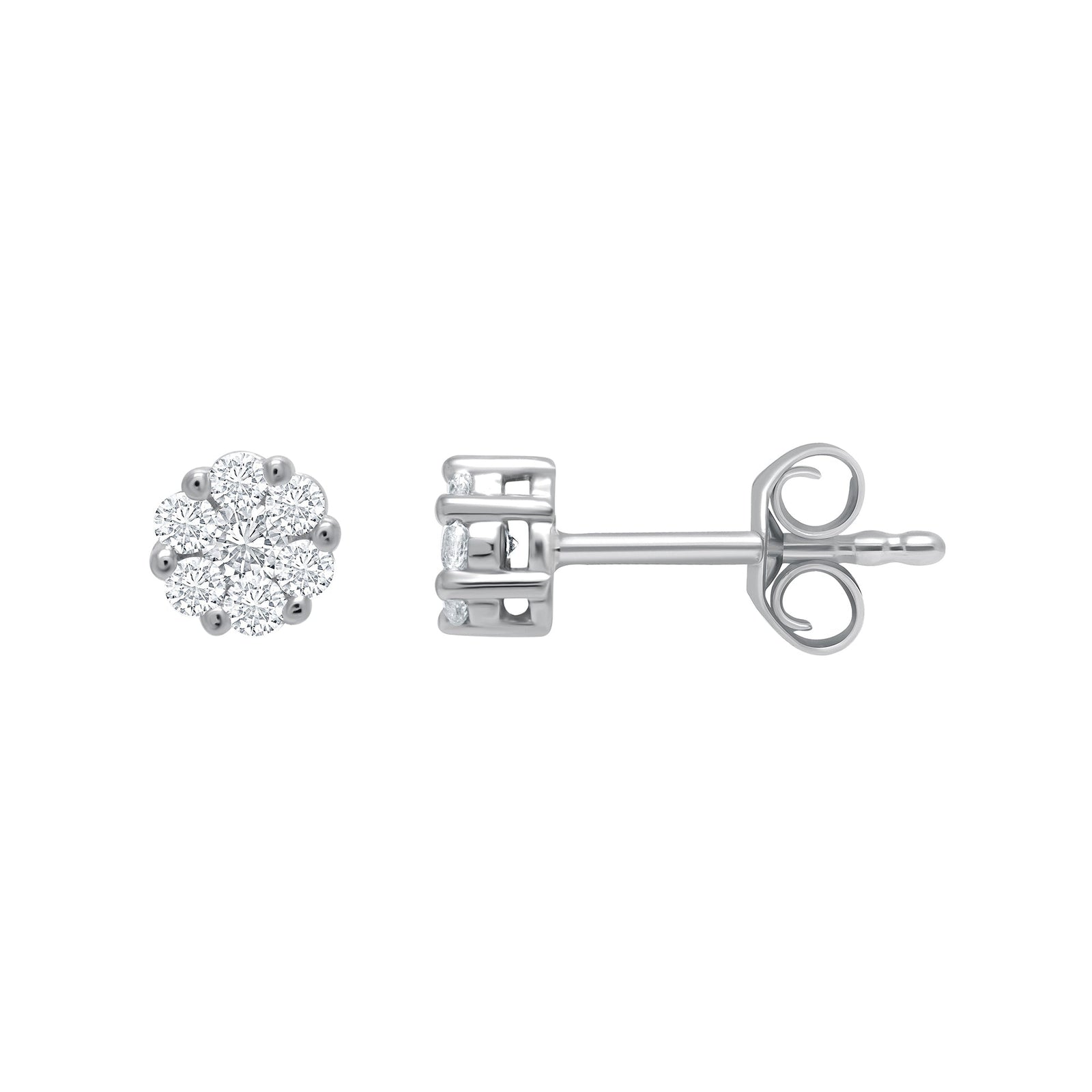 Platinum diamond set cluster stud earrings 0.25ct H/Si