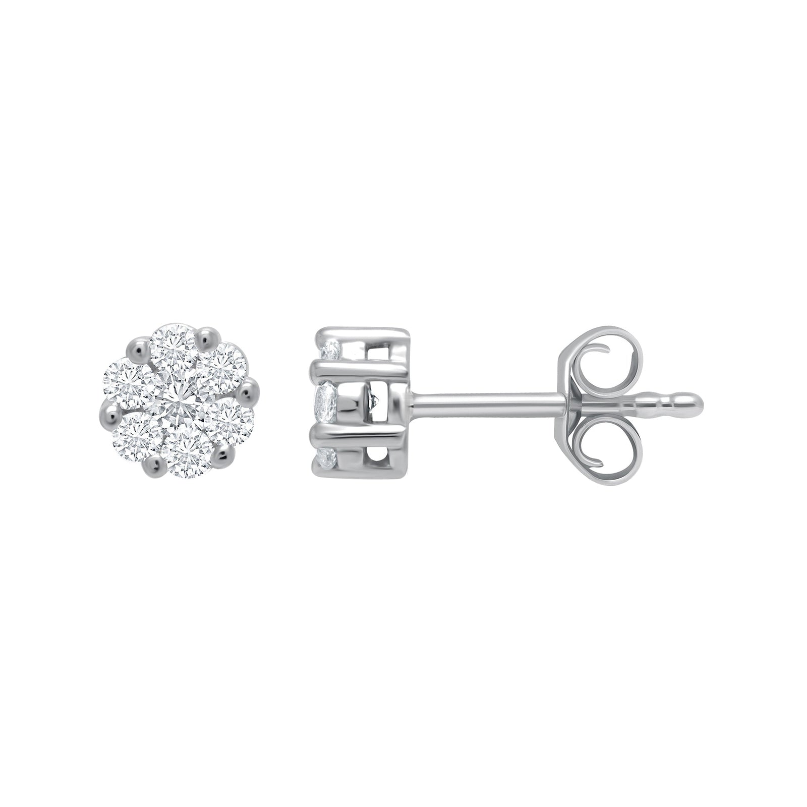 Platinum diamond set cluster stud earrings 0.33ct H/Si