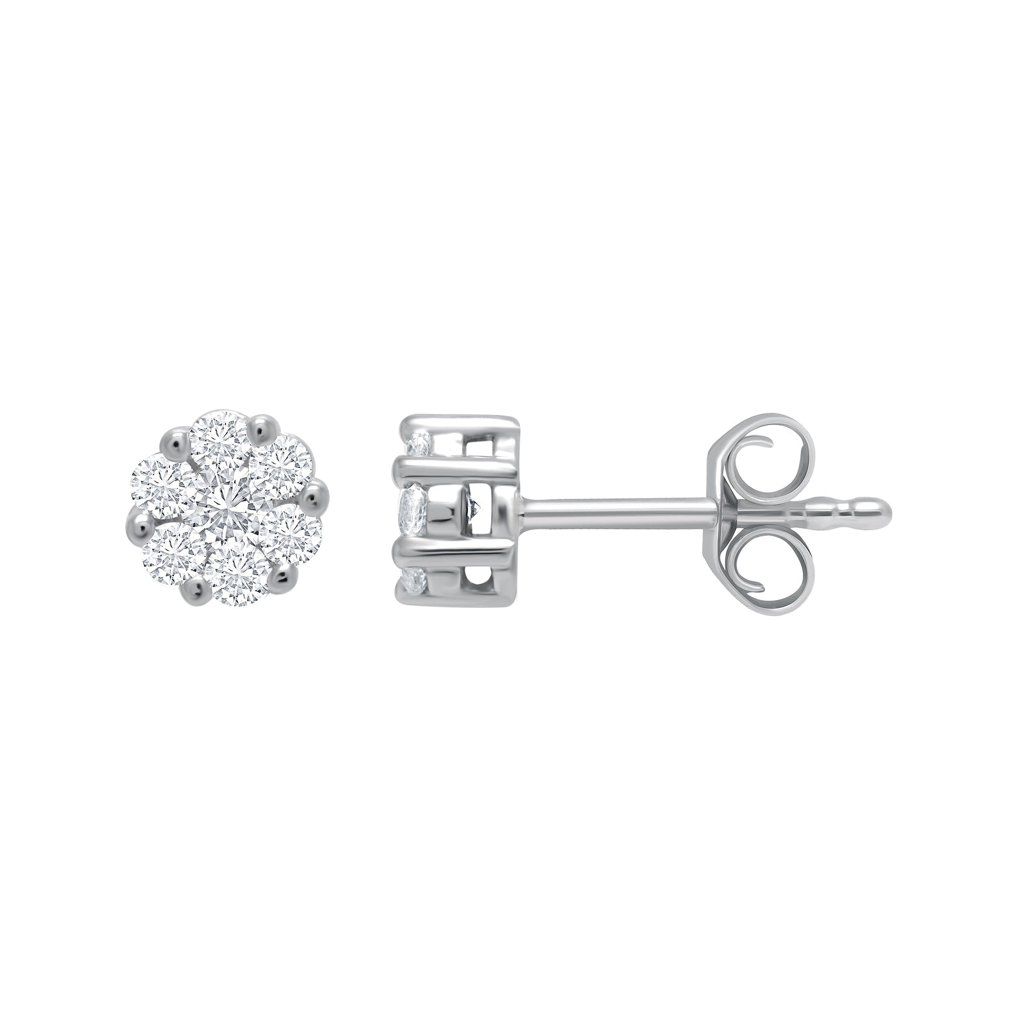 Platinum diamond set cluster stud earrings 0.33ct H/Si