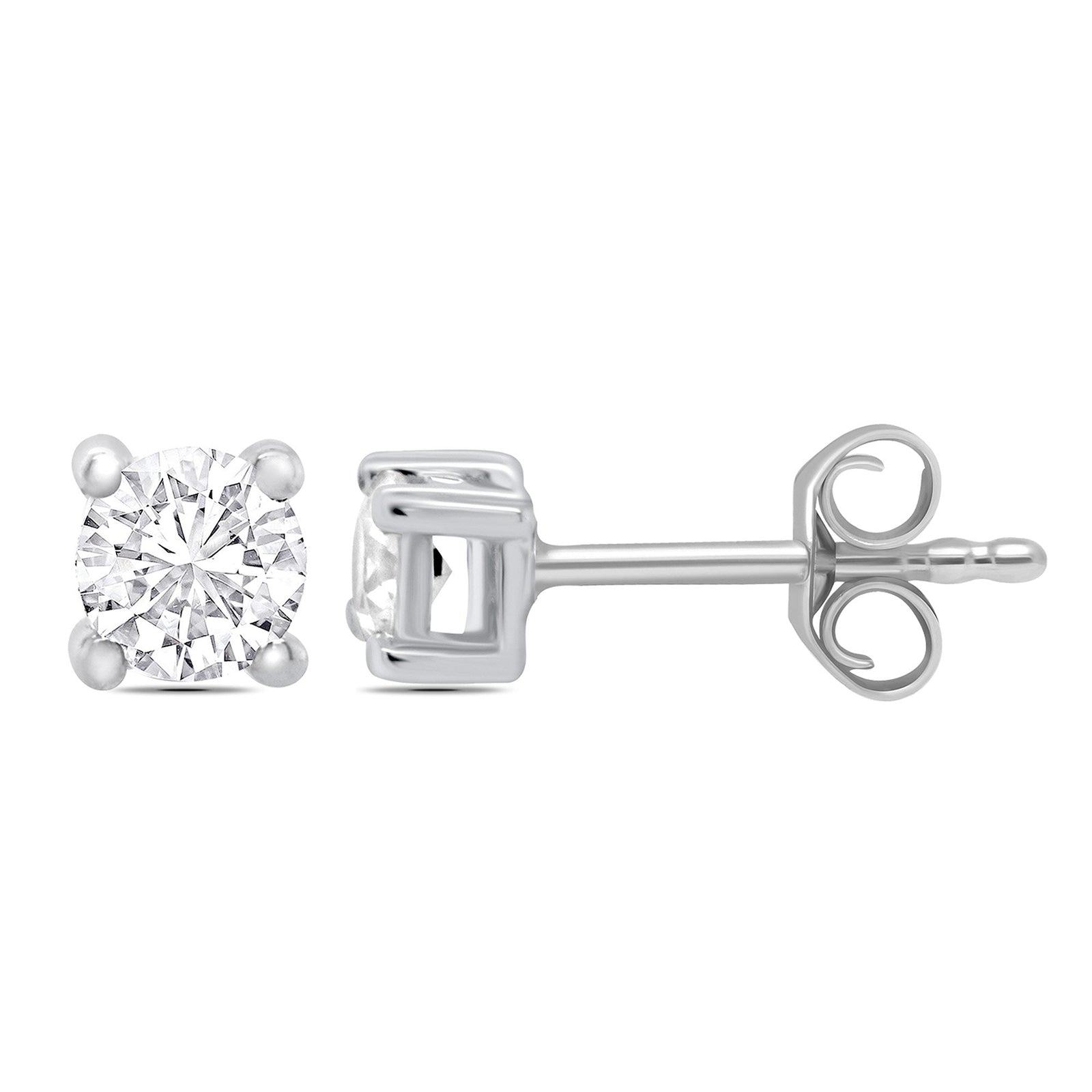 9ct white gold four claw diamond stud earrings 0.20ct