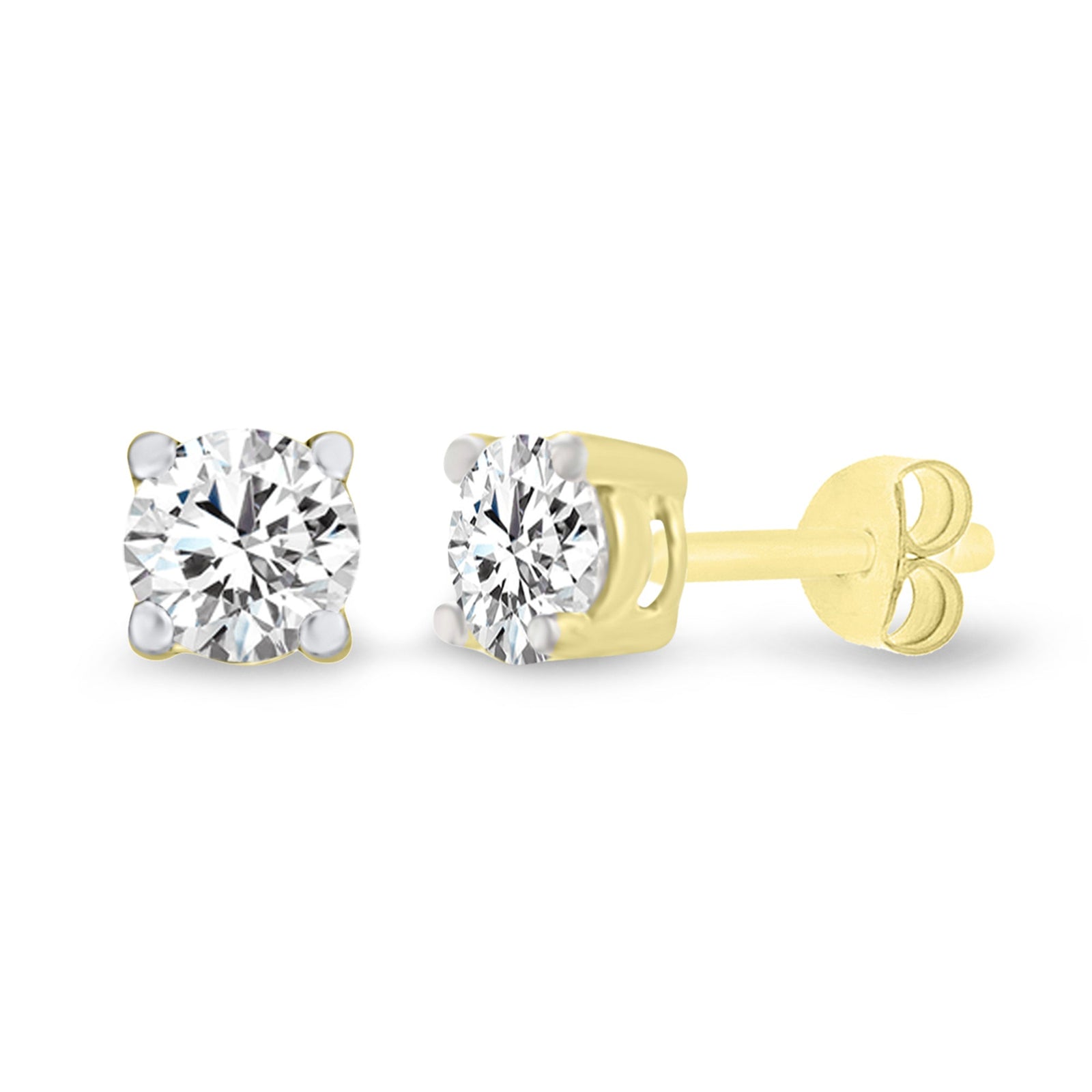 9ct gold four claw diamond stud earrings 0.33ct