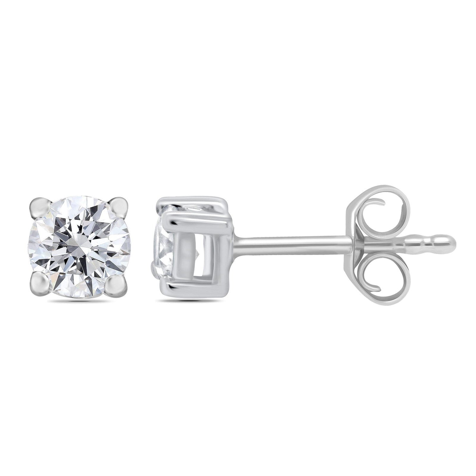 9ct white gold four claw diamond stud earrings 0.33ct