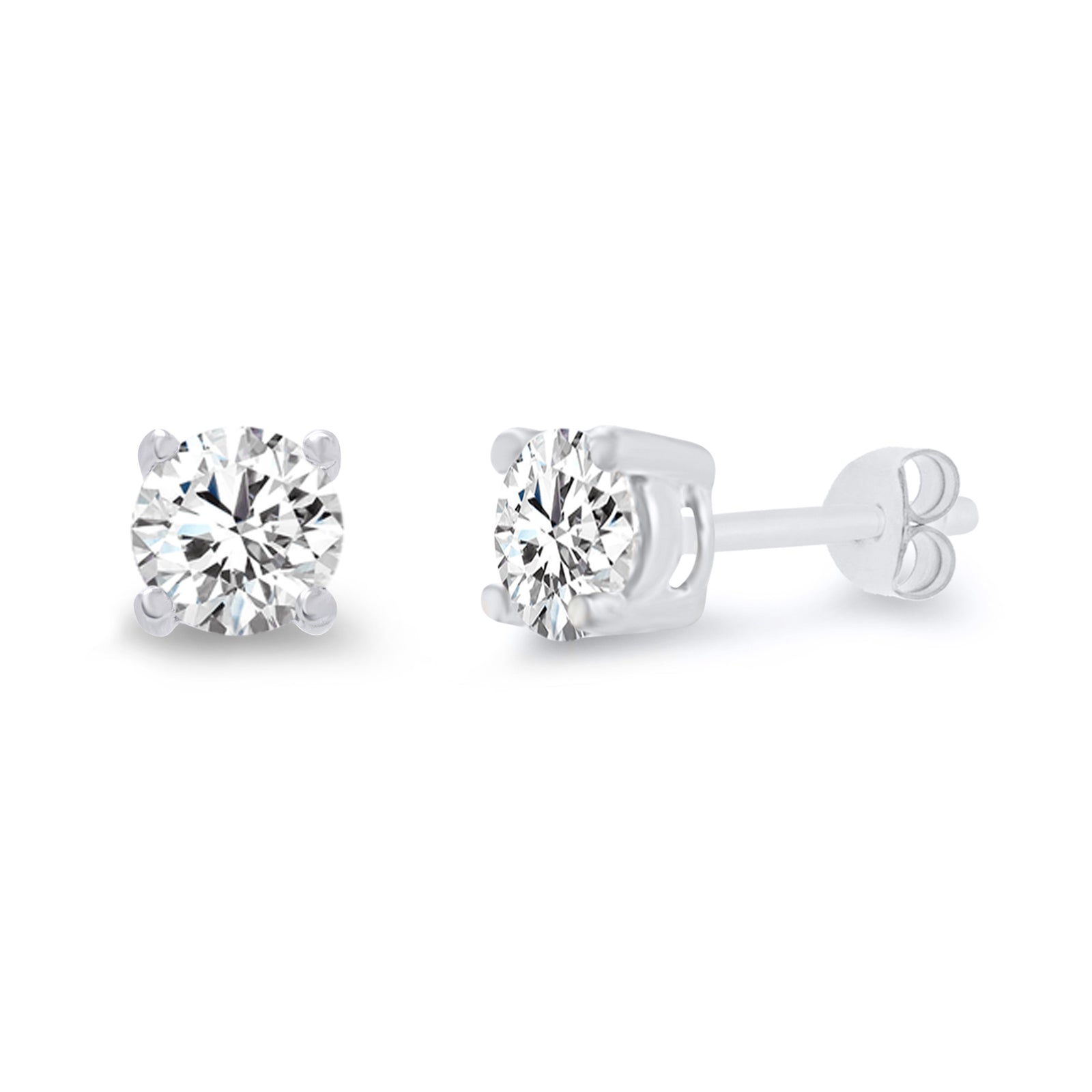 18ct white gold four claw diamond stud earrings 0.40ct