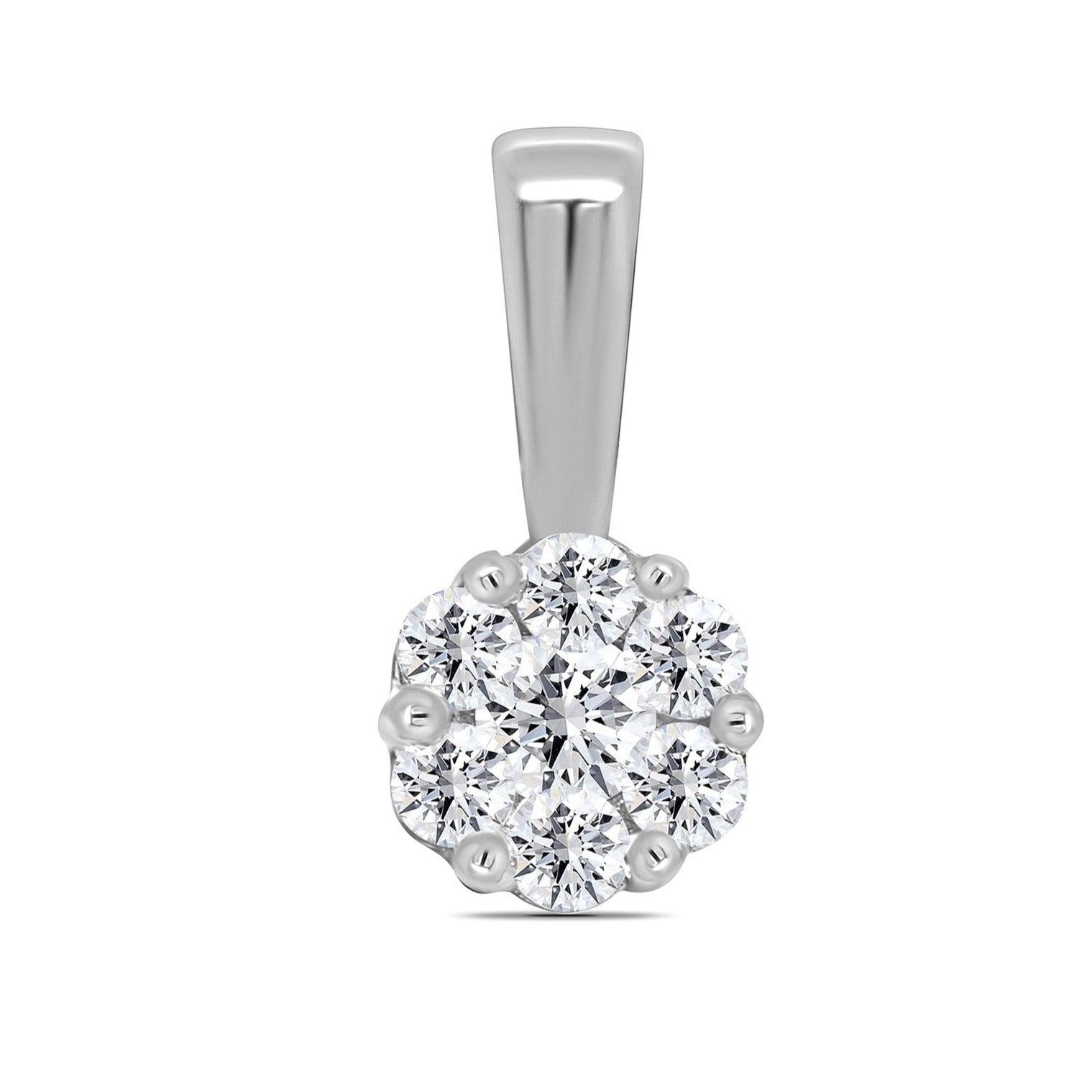 18ct white gold diamond cluster pendant 0.33ct