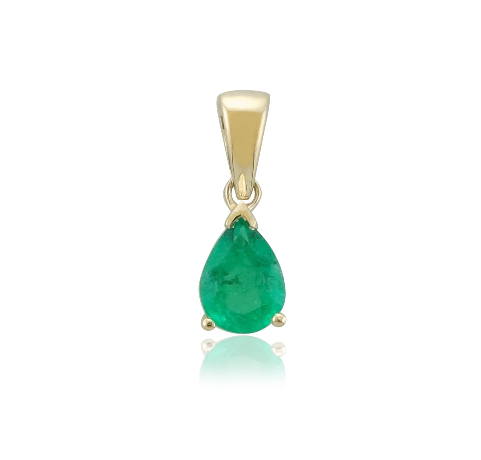 9ct gold 7x5mm pear shape emerald pendant