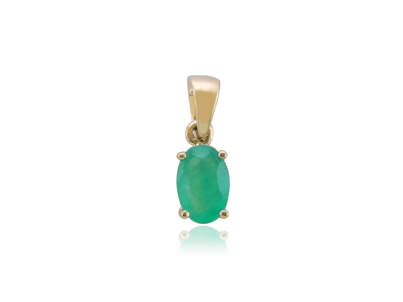 9ct gold 6x4mm oval emerald pendant