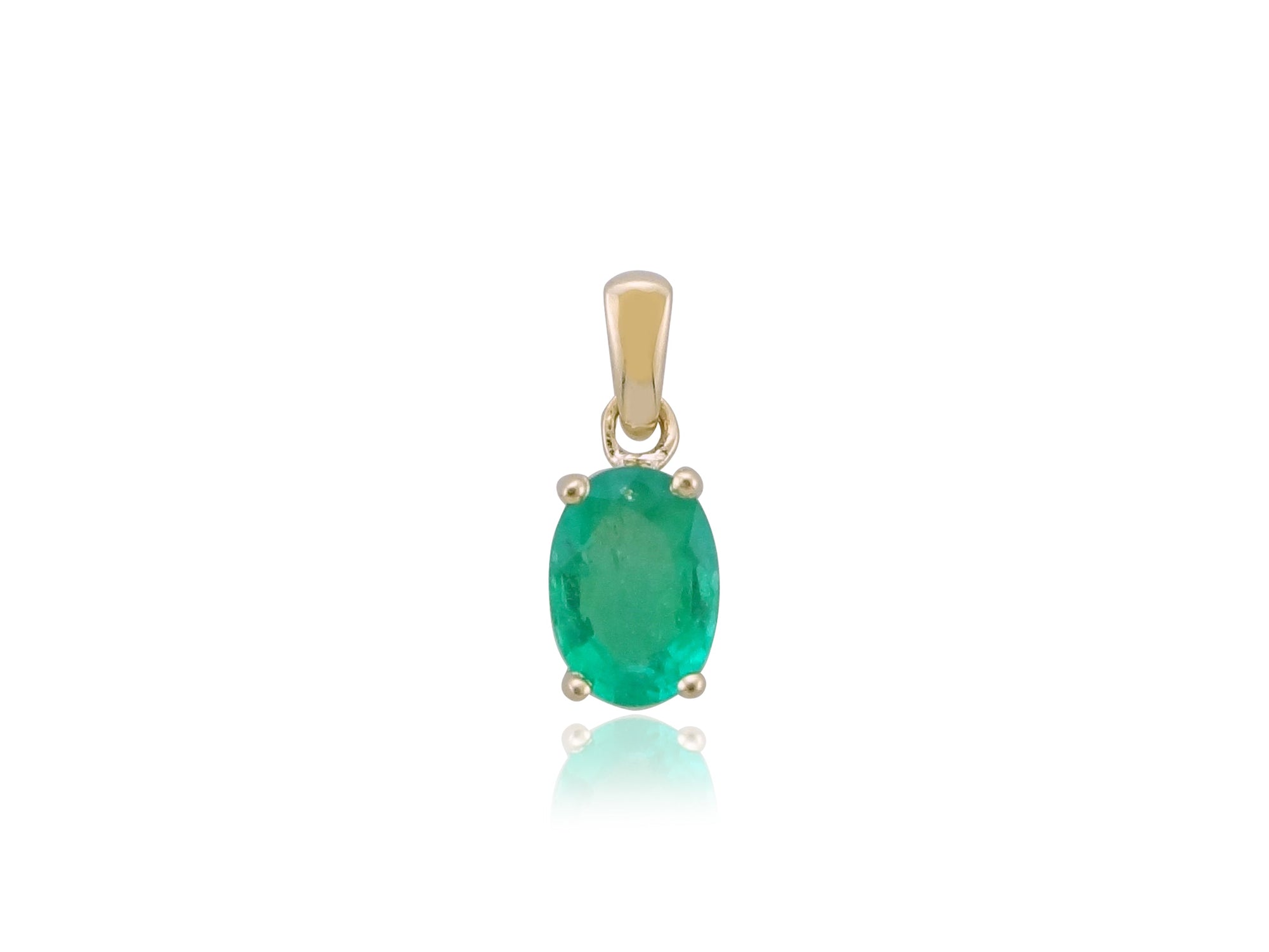 9ct gold 7x5mm oval emerald pendant