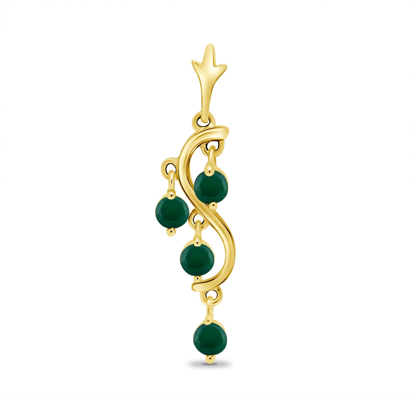 9ct gold 3mm round multi emerald pendant