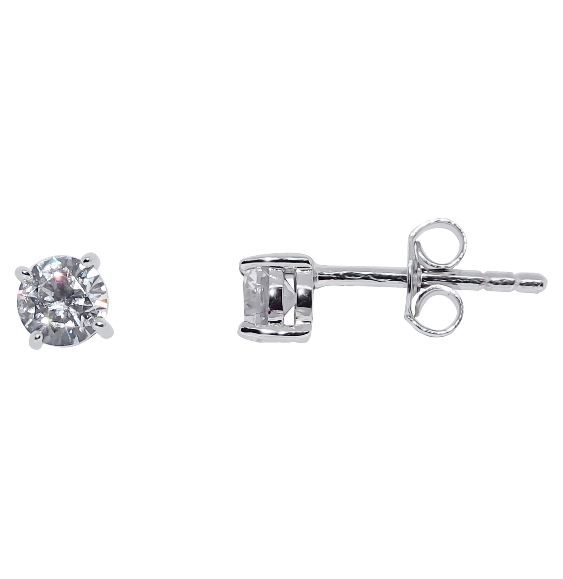9ct white gold 4mm round cz stud earrings