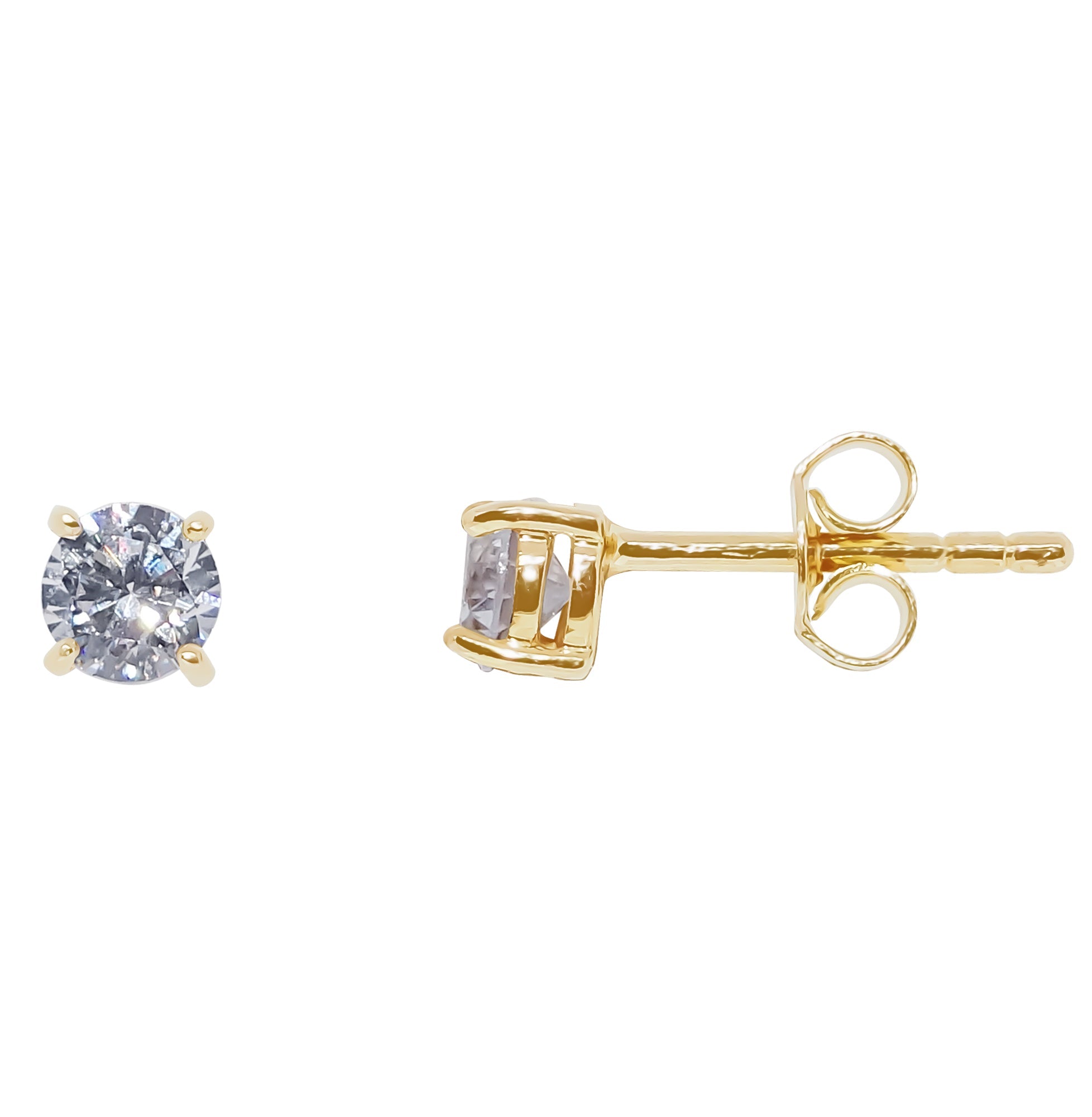 9ct gold 4mm round cz stud earrings