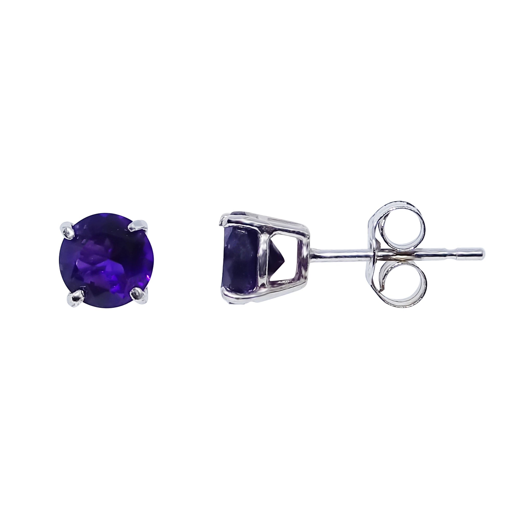 9ct white gold 5mm round amethyst stud earrings