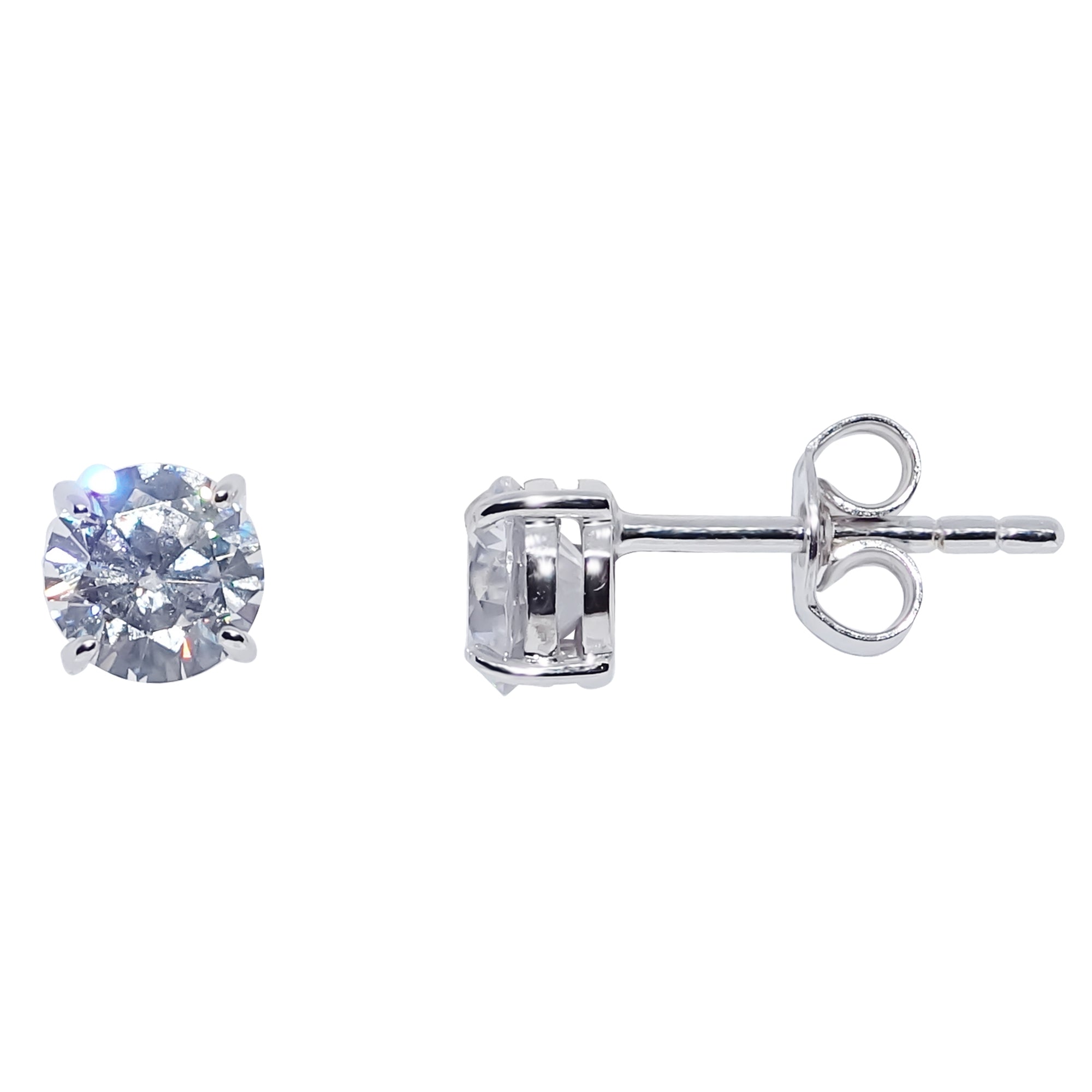 9ct white gold 5mm round cz stud earrings