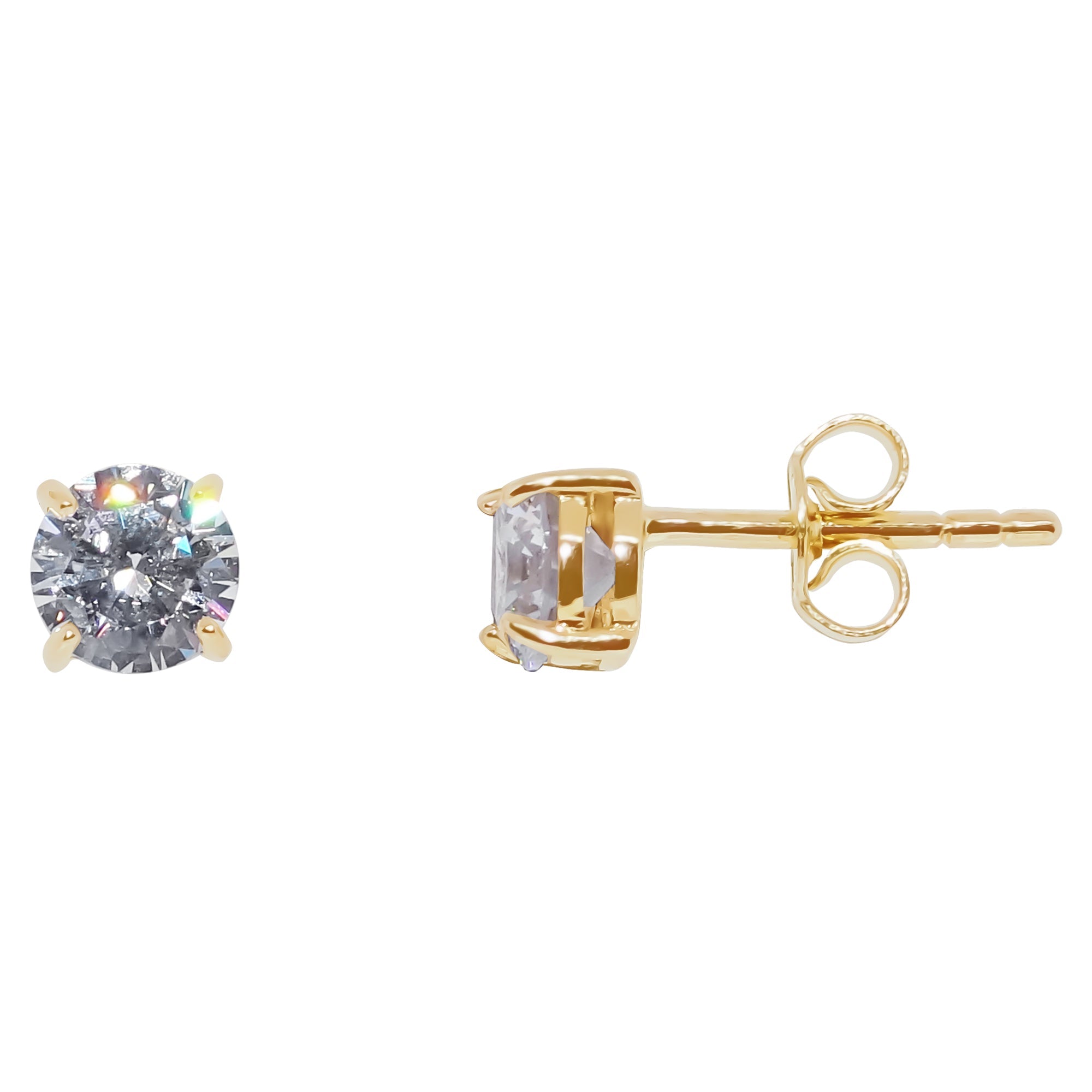 9ct gold 5mm round cz stud earrings