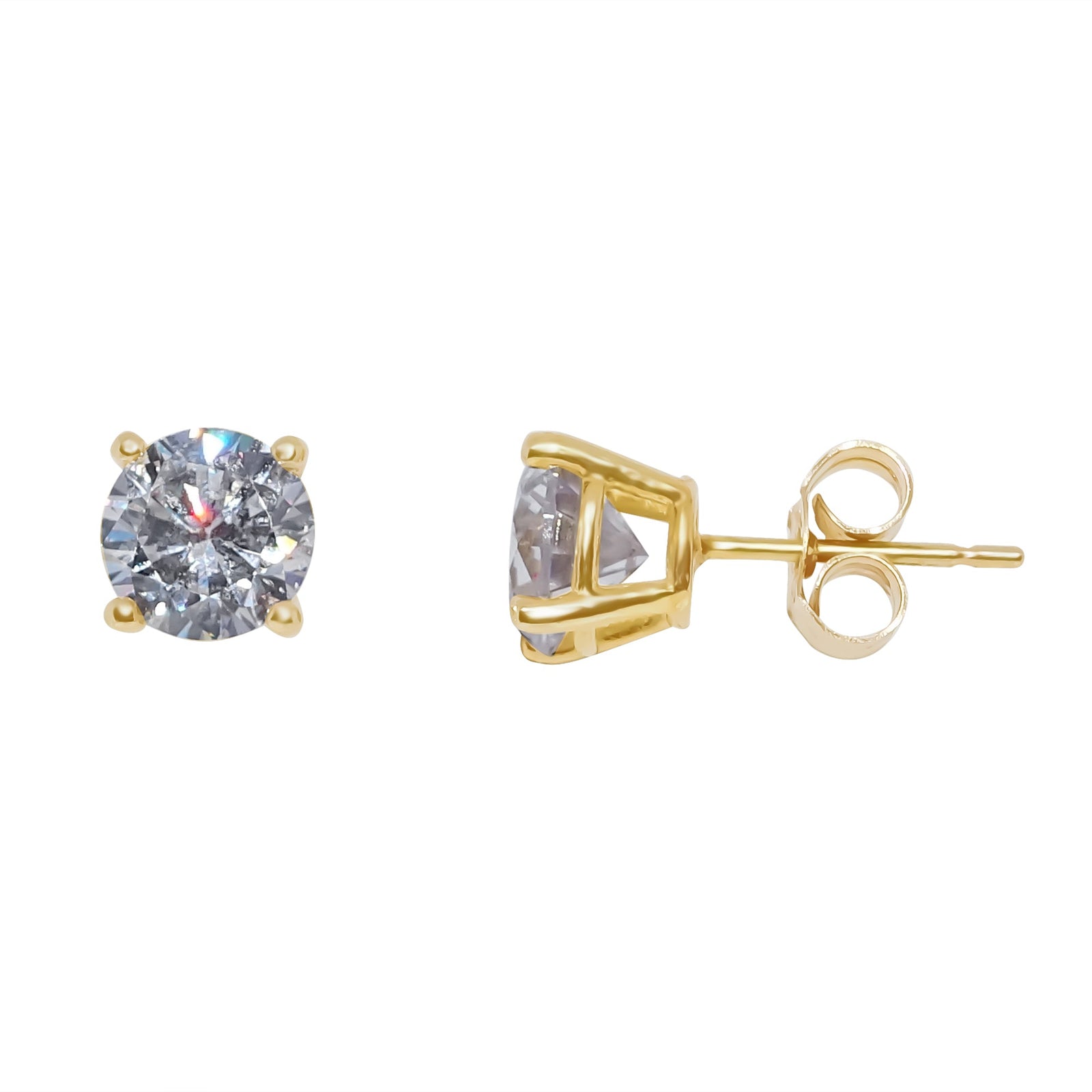 9ct gold 6mm round cz stud earrings
