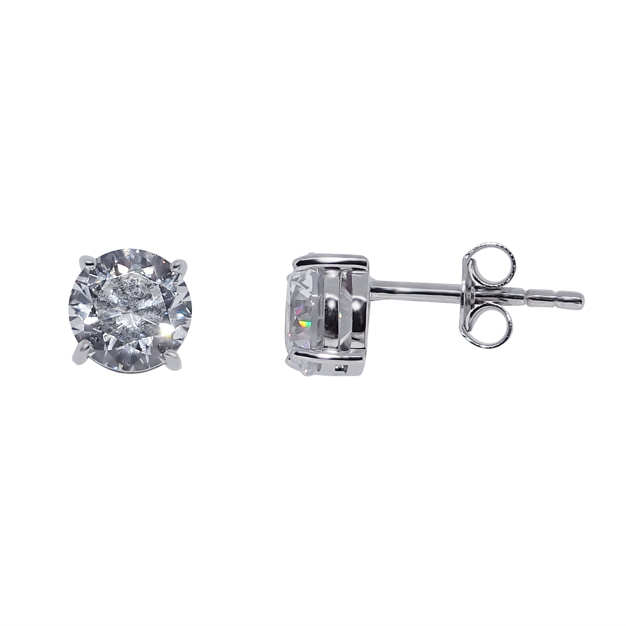 9ct white gold 6mm round cz stud earrings