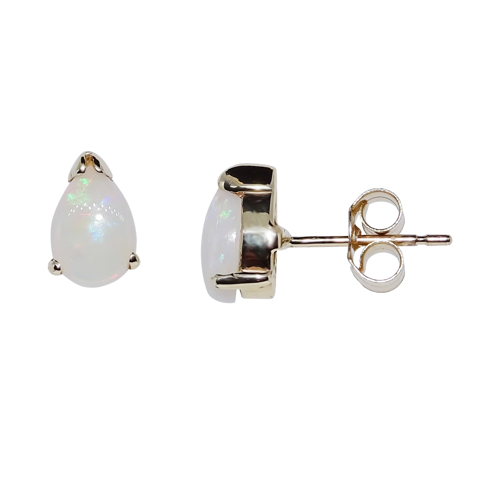 9ct gold 7x5 mm pear shape opal stud earrings