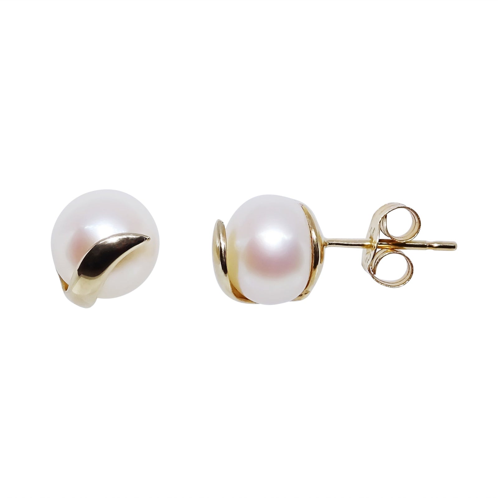 9ct gold freshwater pearl swirl stud earrings