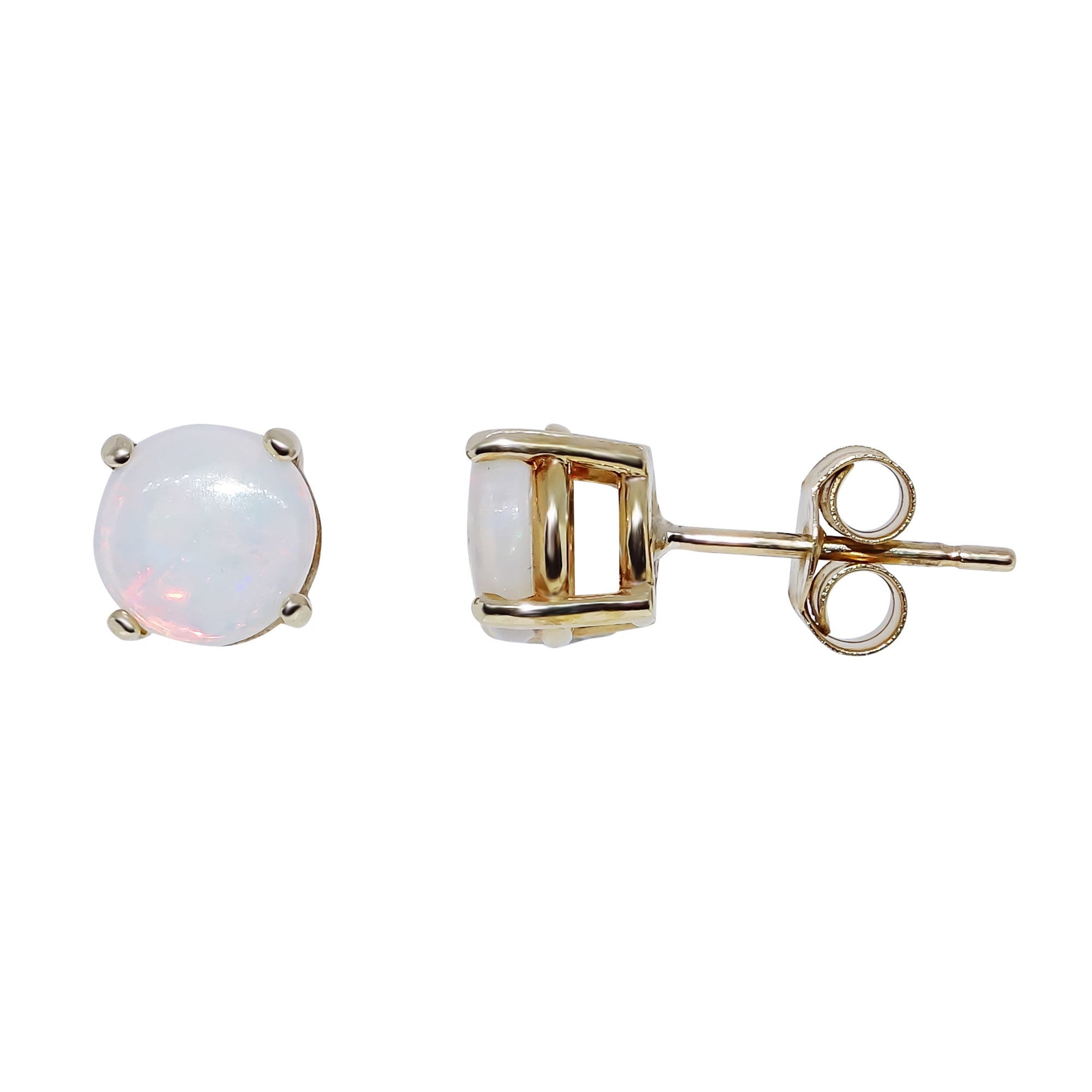 9ct gold 6mm round opal stud earrings
