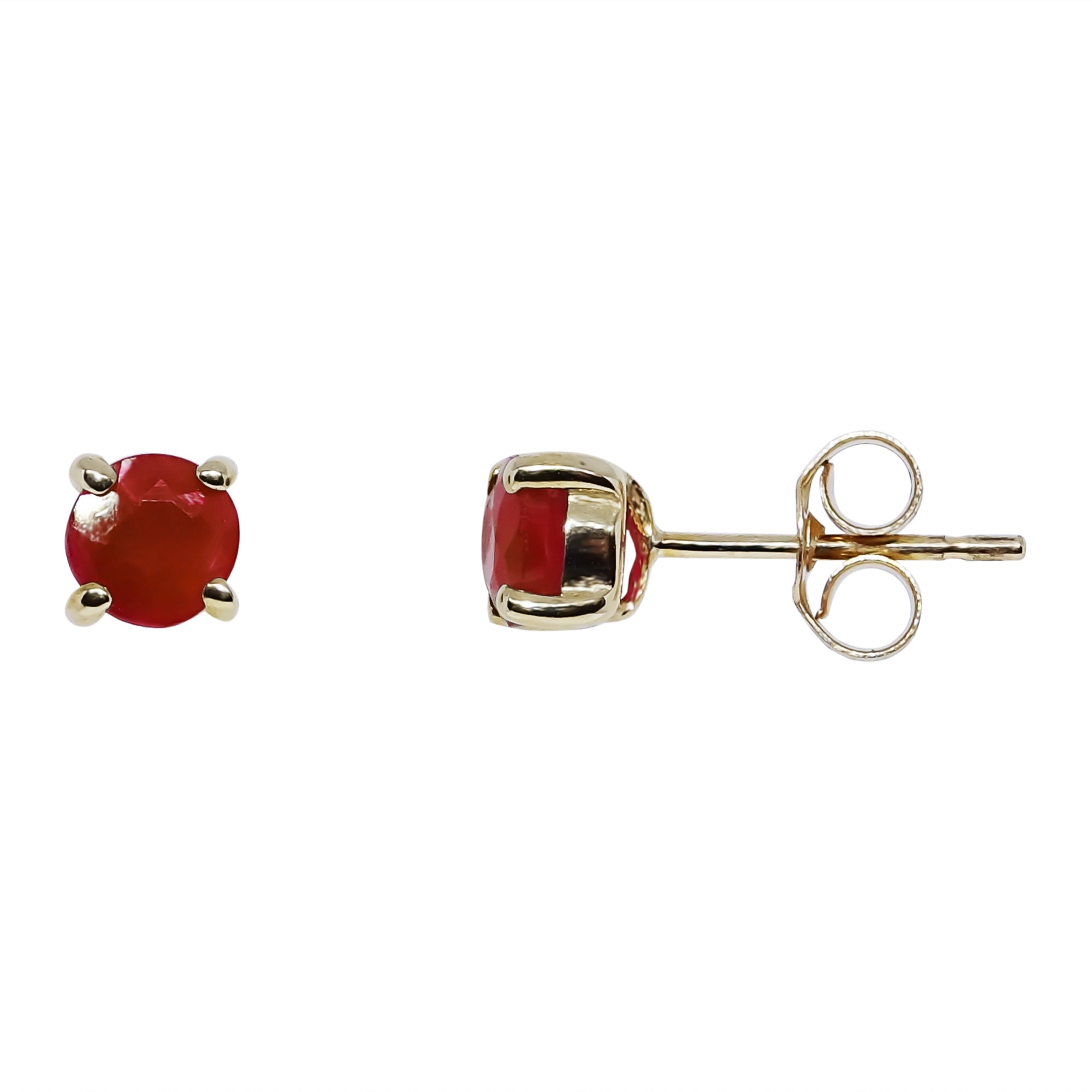 9ct gold 4mm ruby stud earrings
