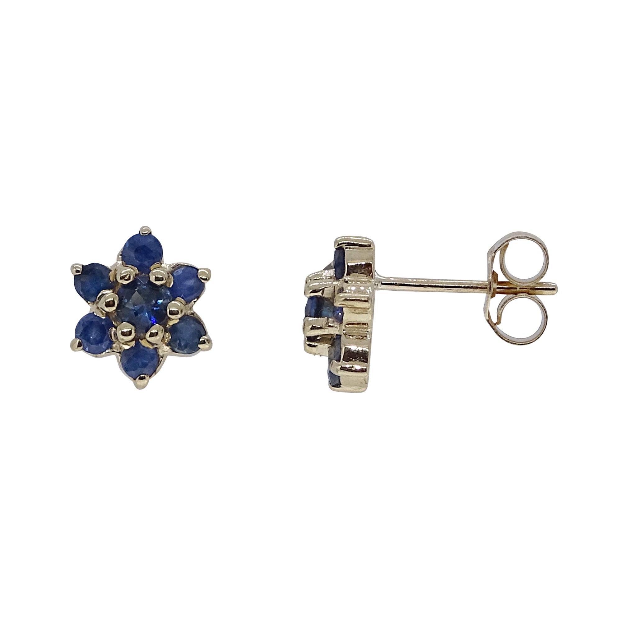 9ct gold sapphire cluster stud earrings
