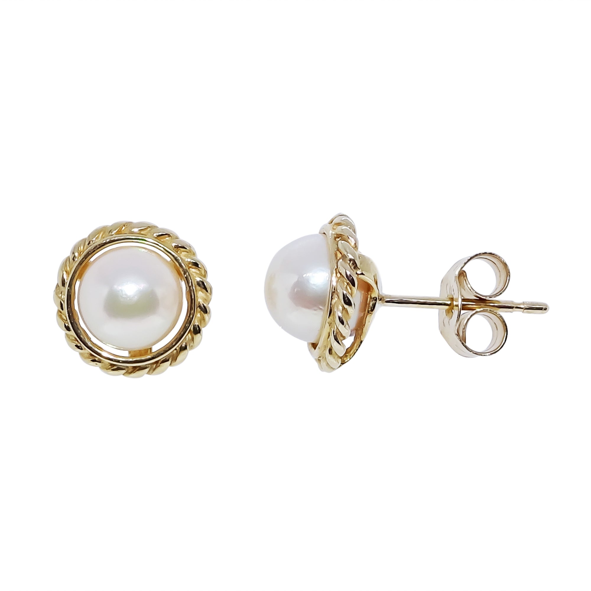 9ct gold 6mm cultured pearl beaded studs earrings