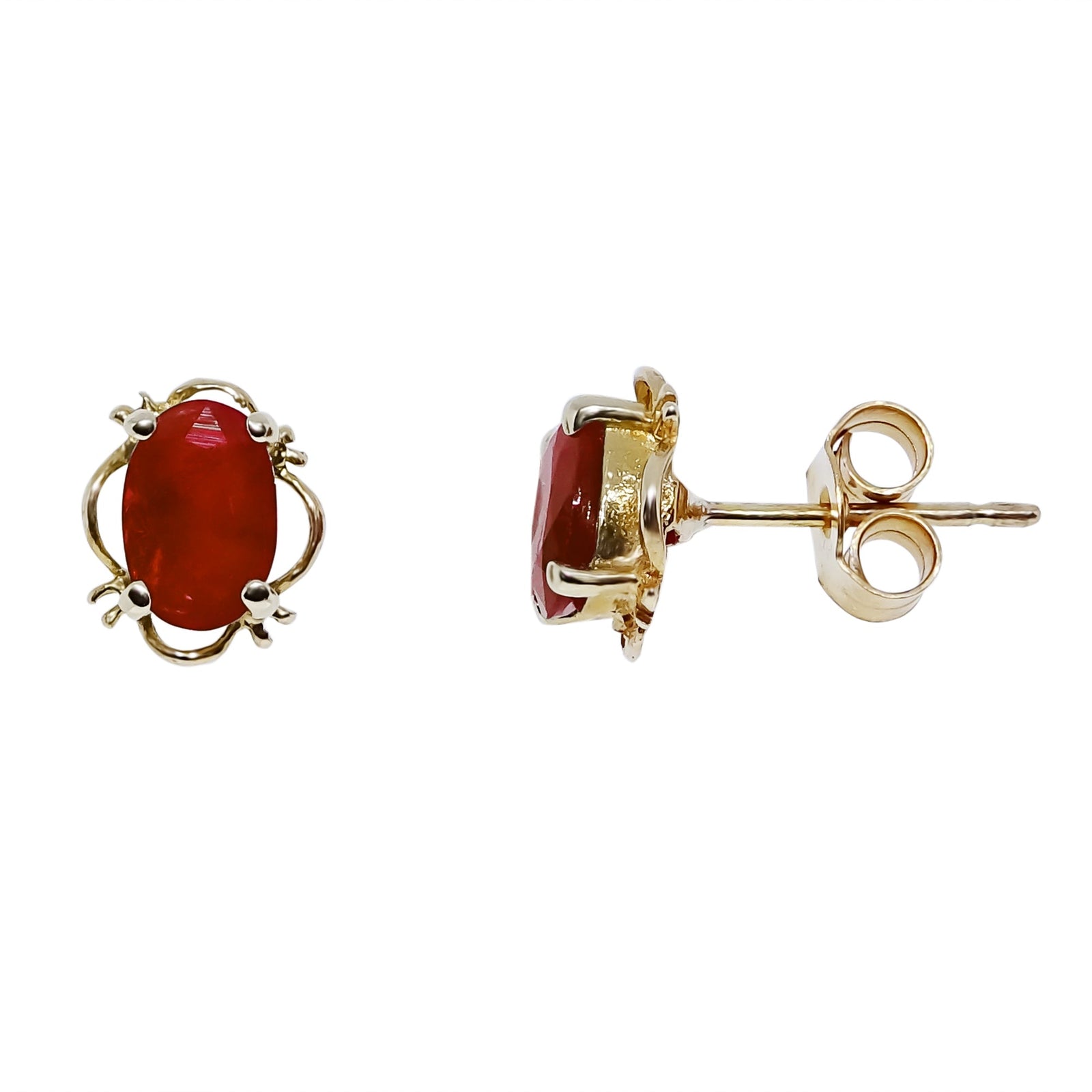9ct gold 6x4mm oval fancy ruby stud earrings