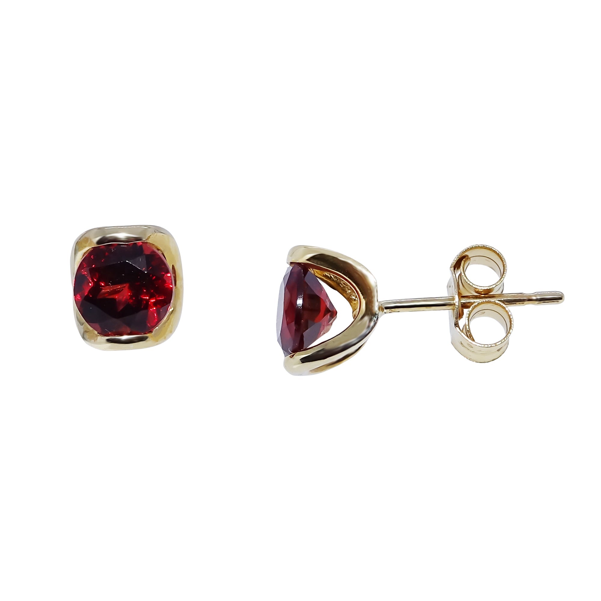 9ct gold 5mm round garnet stud earrings