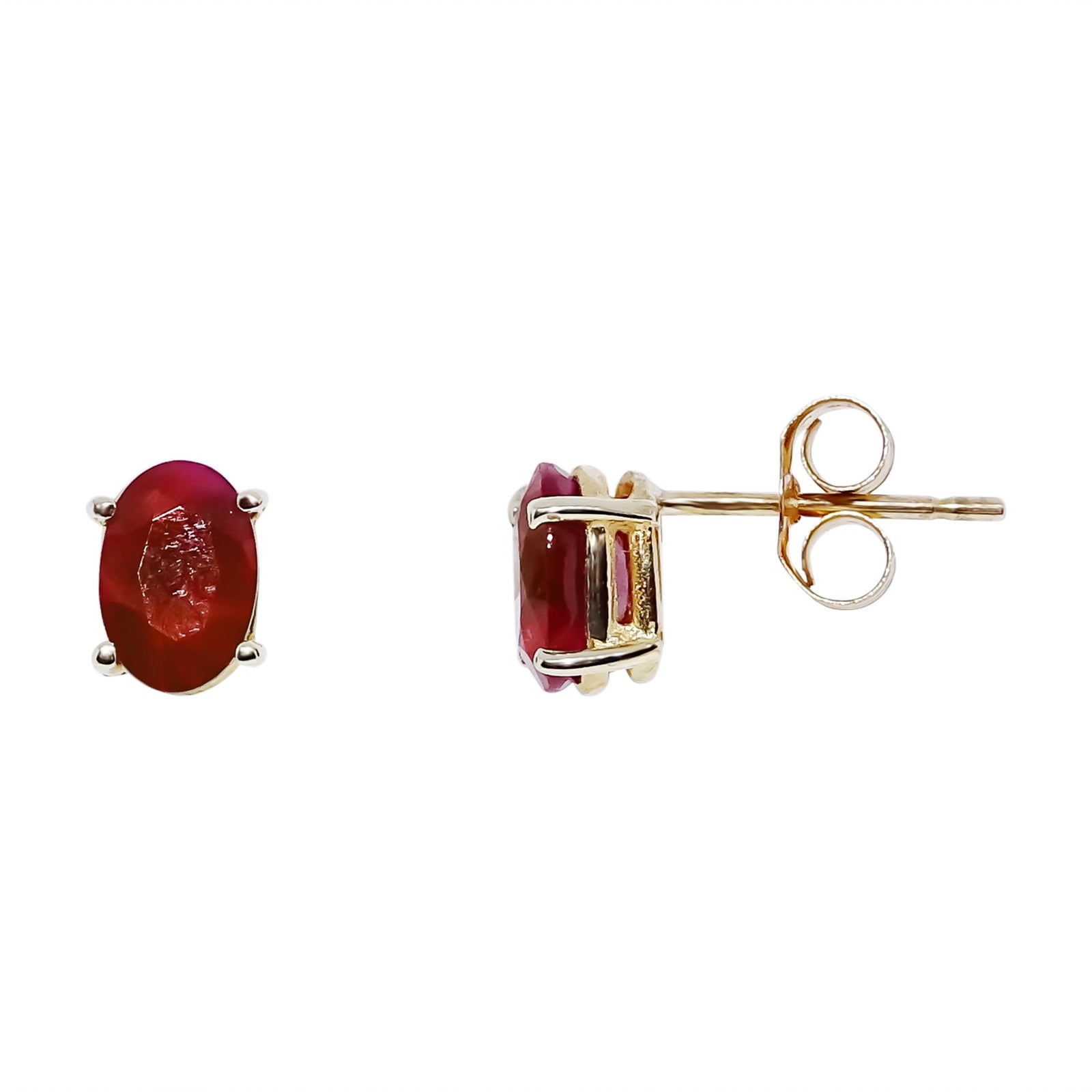 9ct gold 6x4mm oval ruby stud earrings