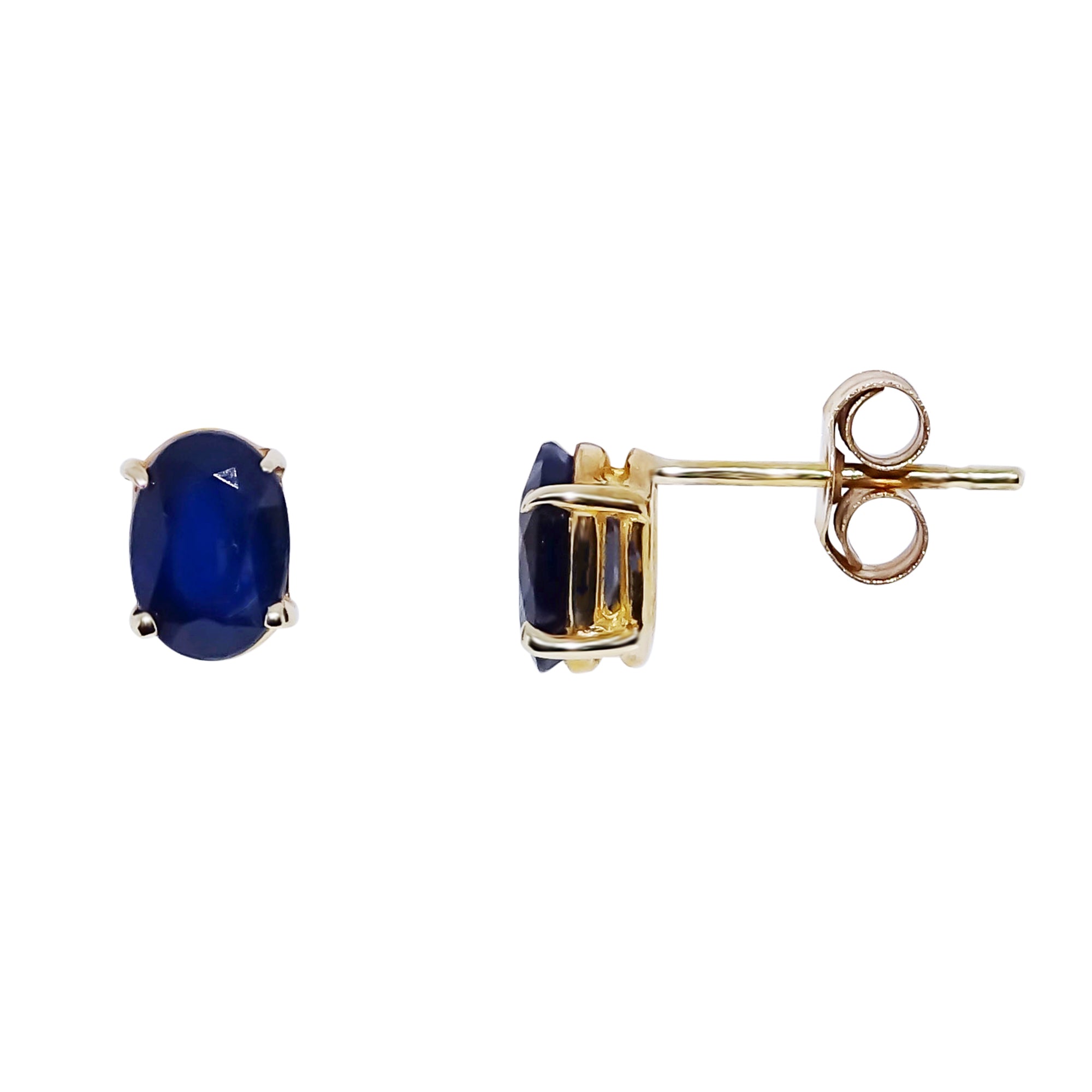 9ct gold 6x4mm oval sapphire stud earrings