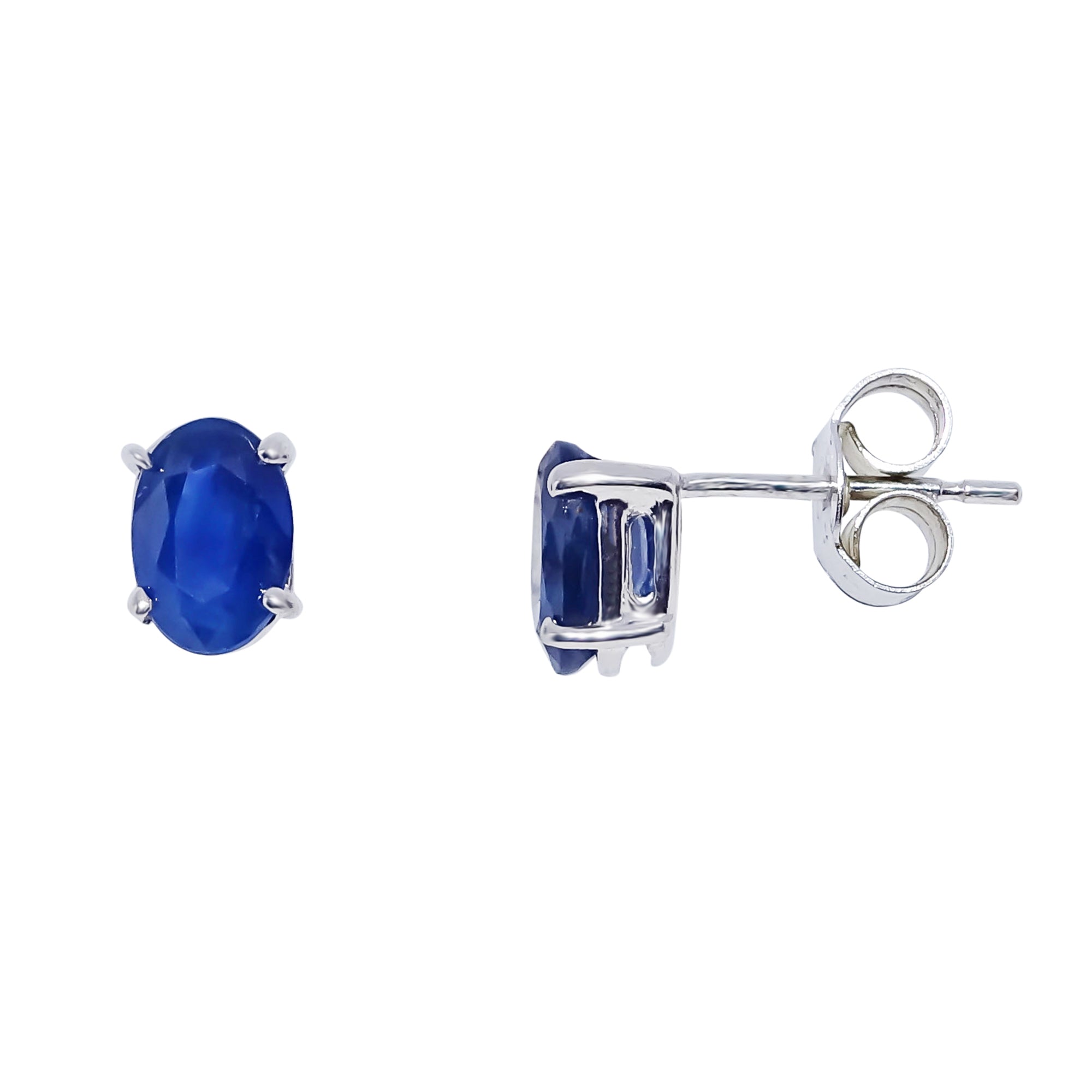 9ct white gold 6x4mm oval sapphire stud earrings