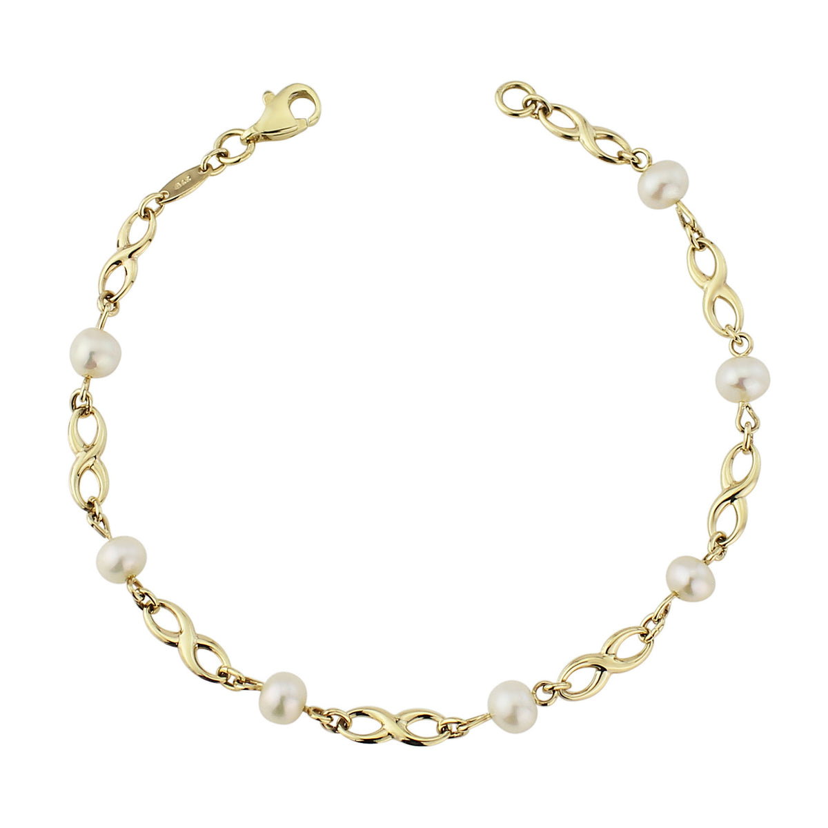 9ct gold &amp; pearl bracelet