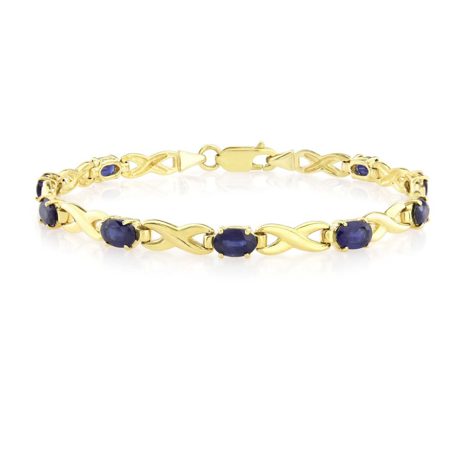 9ct gold 6x4mm oval sapphire bracelet