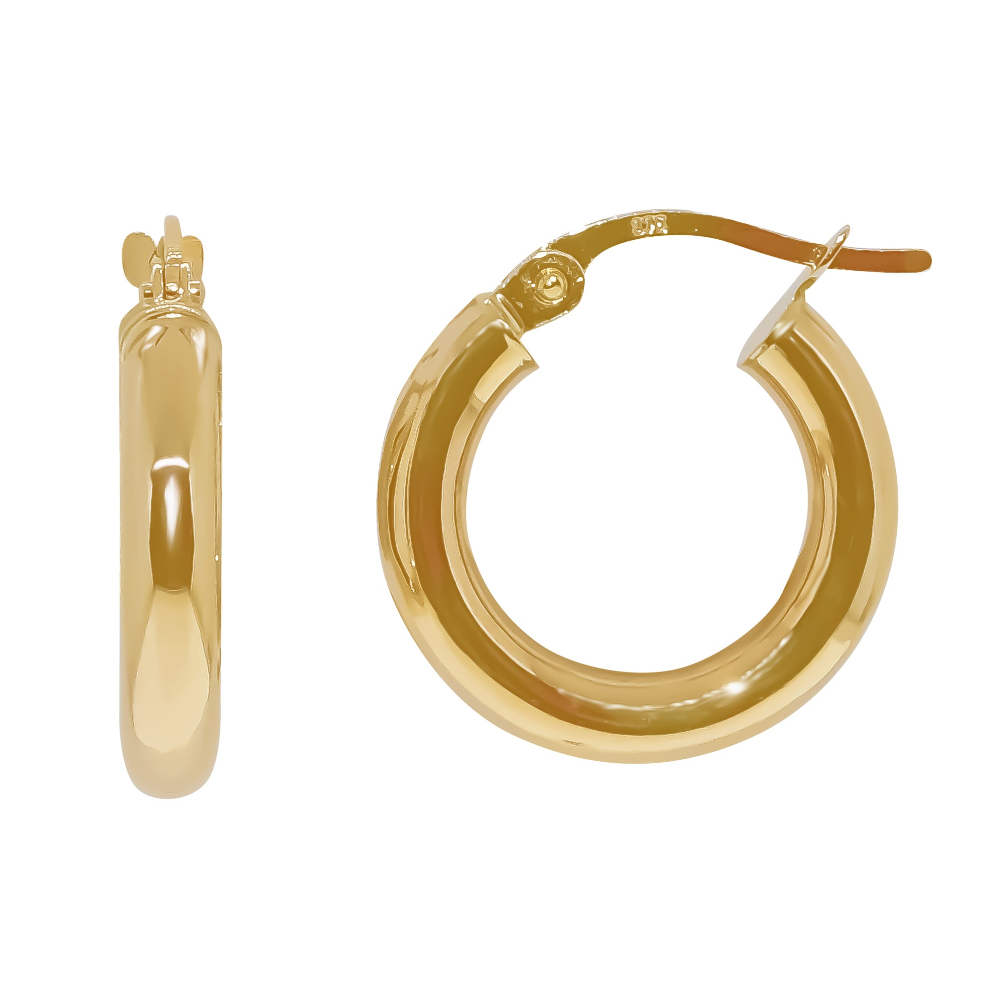 9ct gold 10mm round hoop earrings