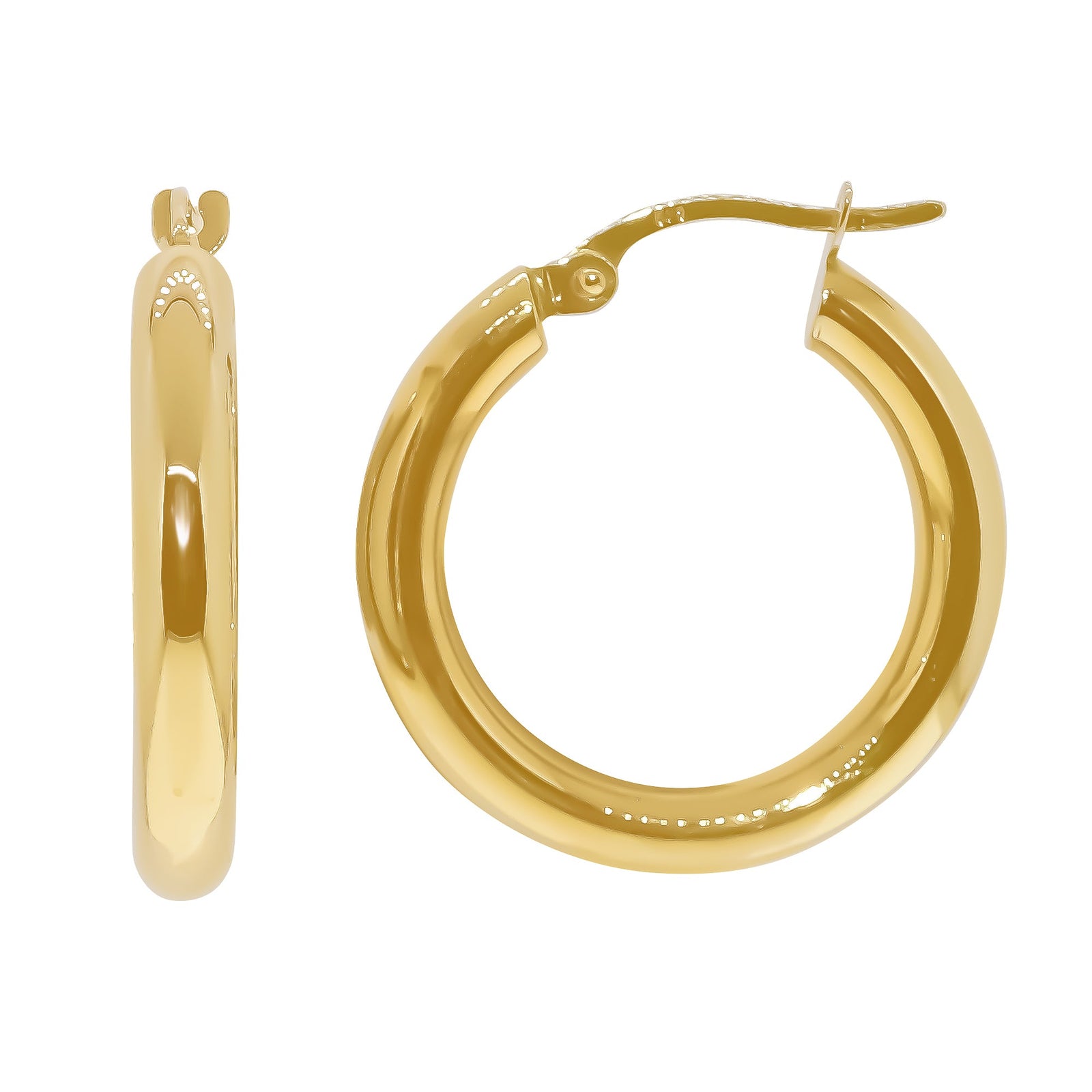 9ct gold 15mm round hoop earrings