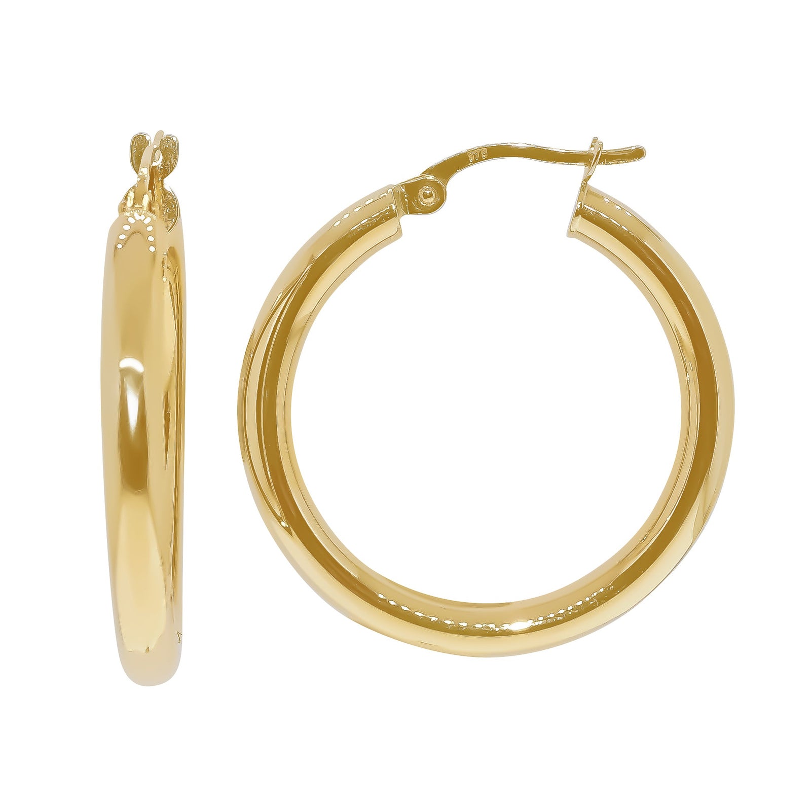 9ct gold 20mm round hoop earrings