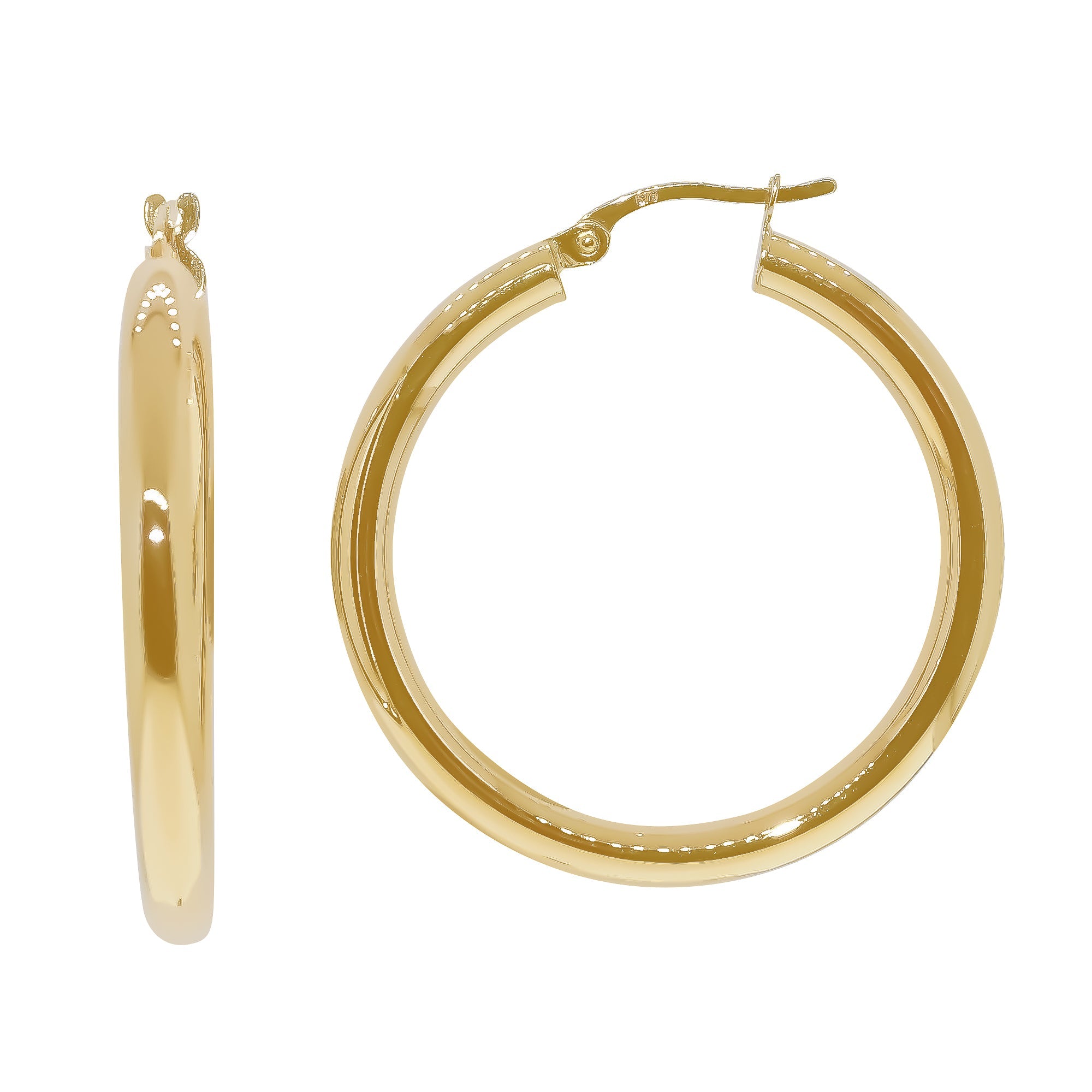 9ct gold 25mm round hoop earrings