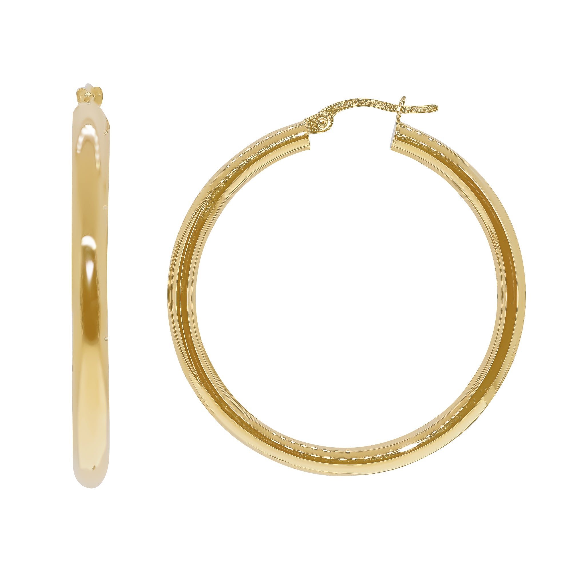 9ct gold 30mm round hoop earrings