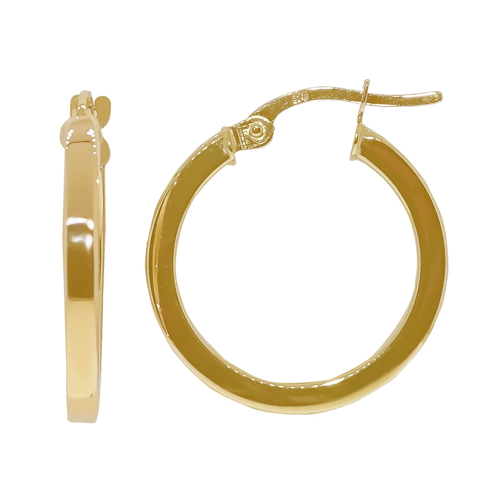 9ct gold 15mm square hoop earrings