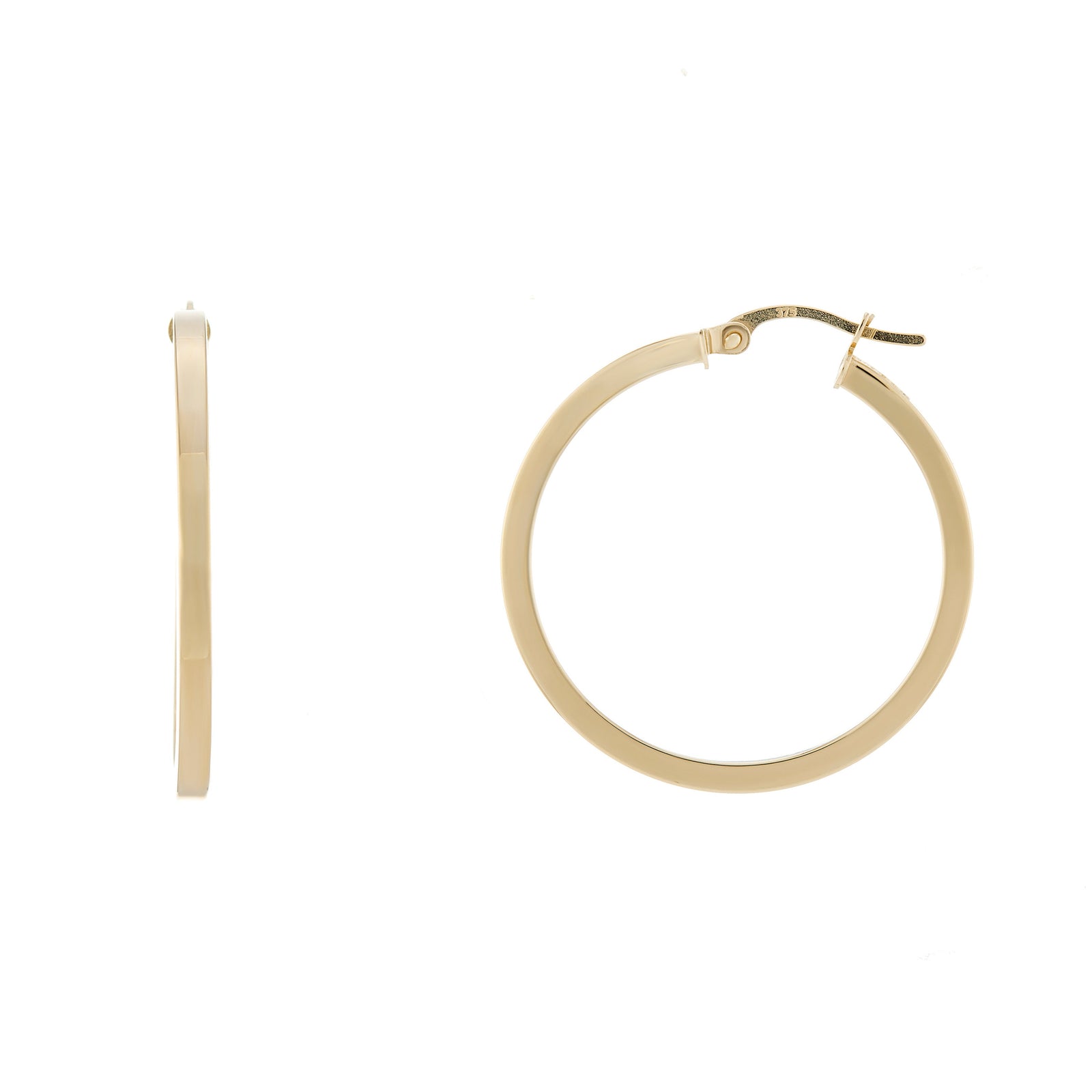 9ct gold 25mm square hoop earrings