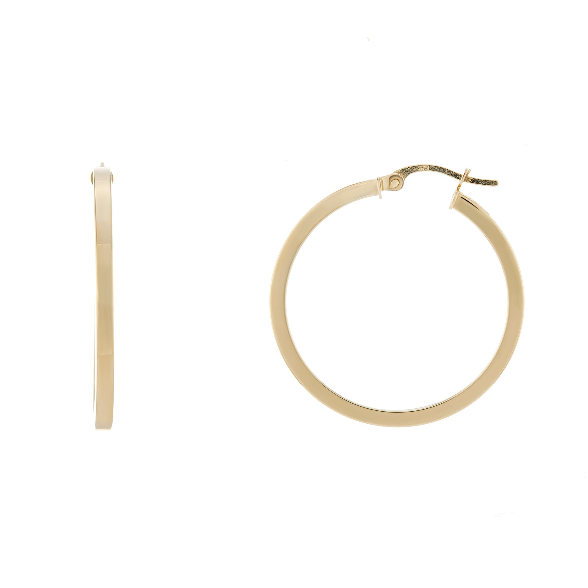 9ct gold 25mm square hoop earrings