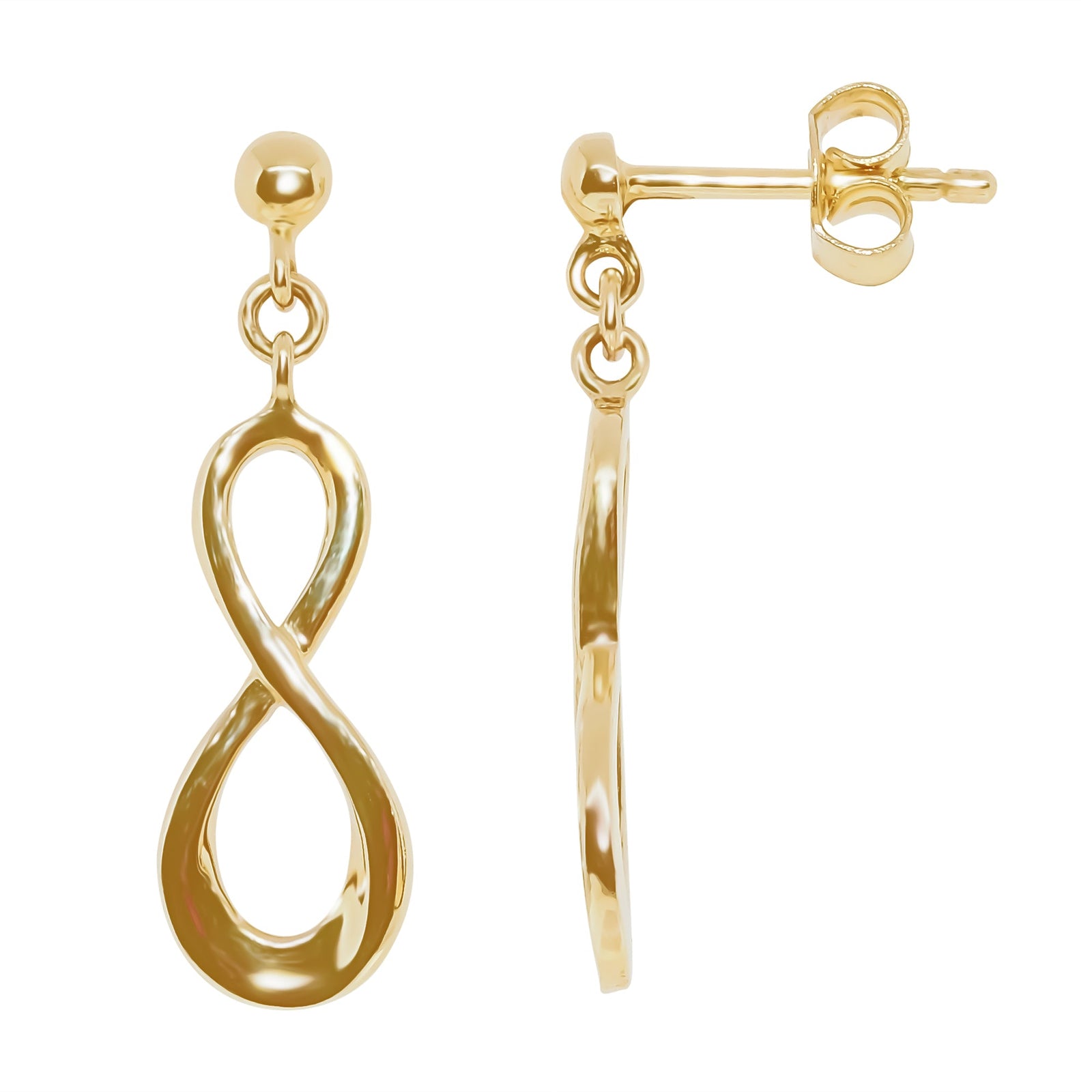 9ct gold 17mm infinity drop earrings