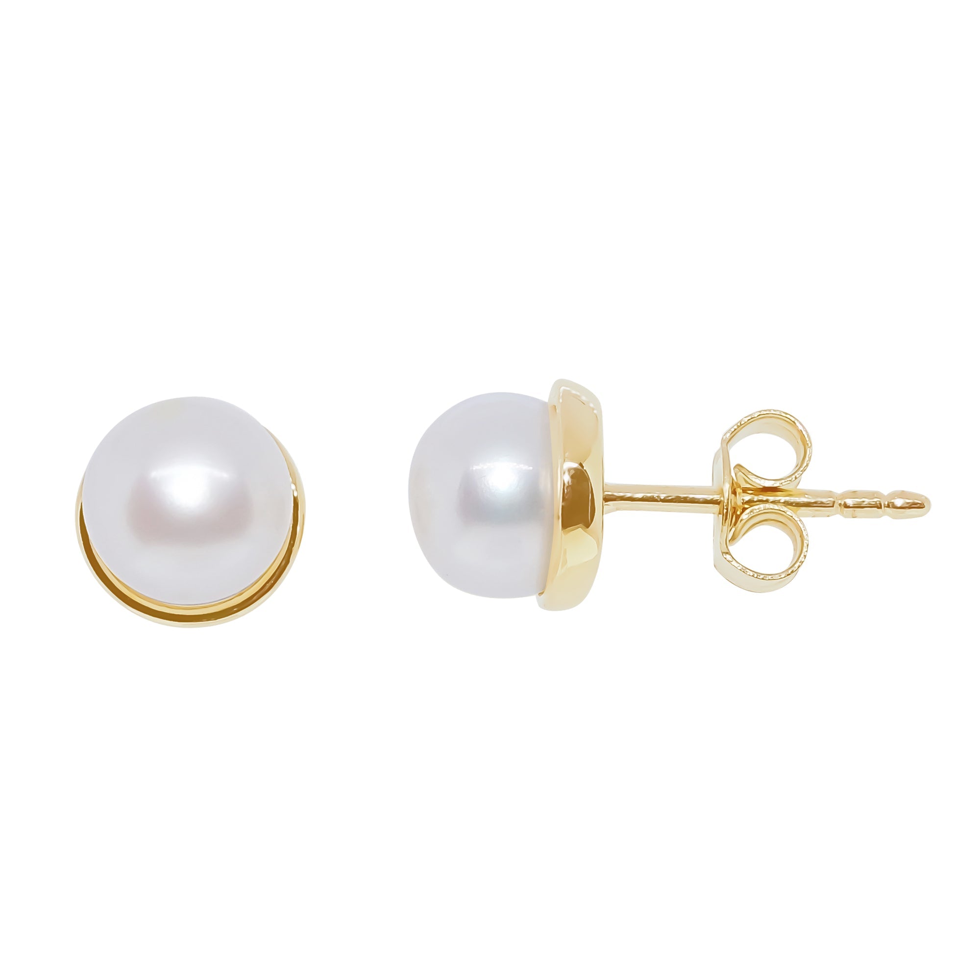 9ct gold 6mm freshwater pearl stud earrings