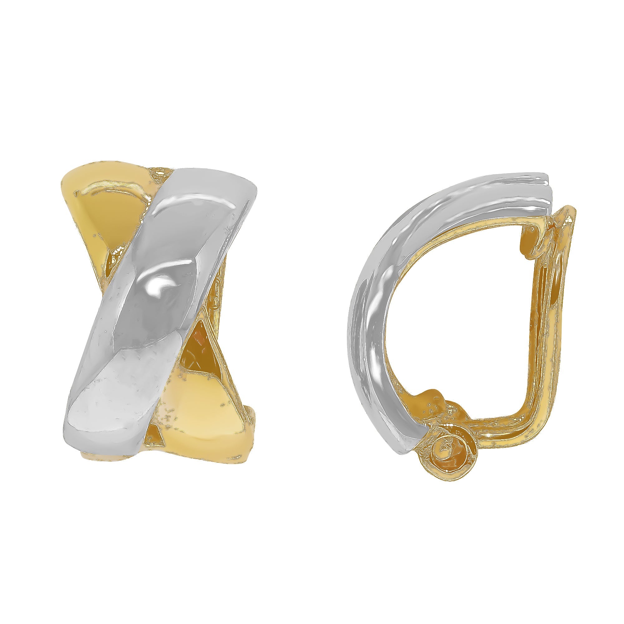 9ct two tone gold clip on huggies