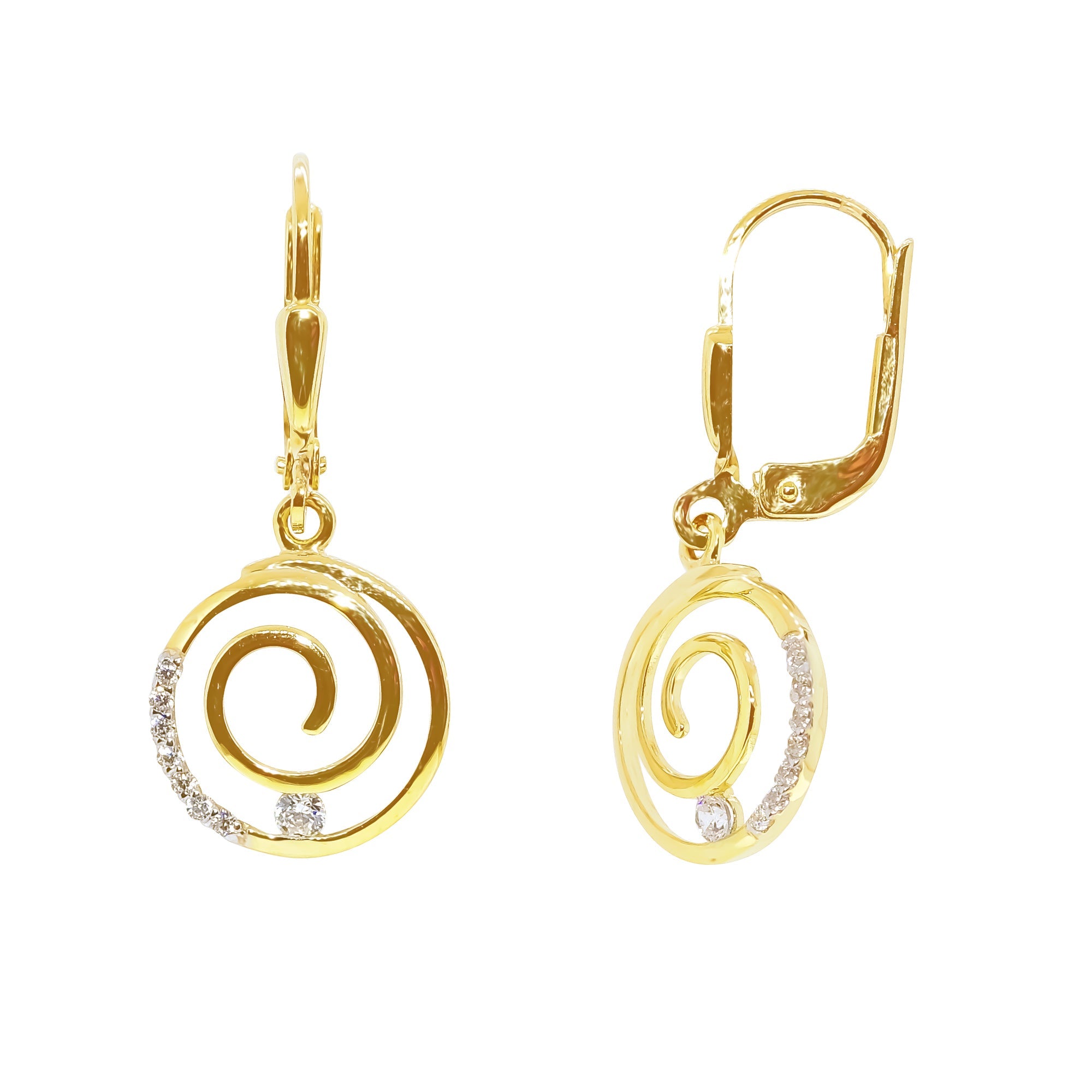 9ct gold cz circles earrings