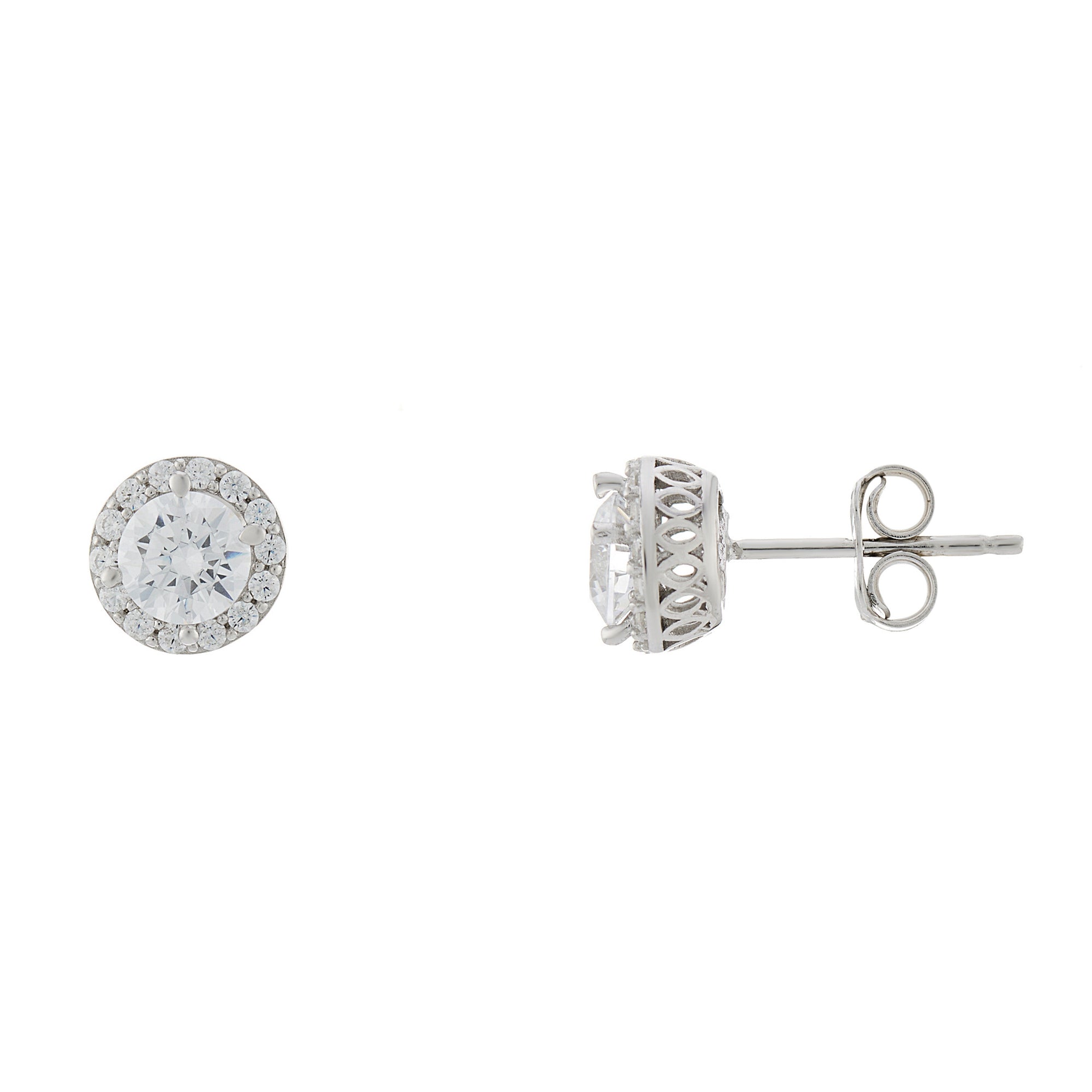 9ct white gold round cz  cluster stud earrings