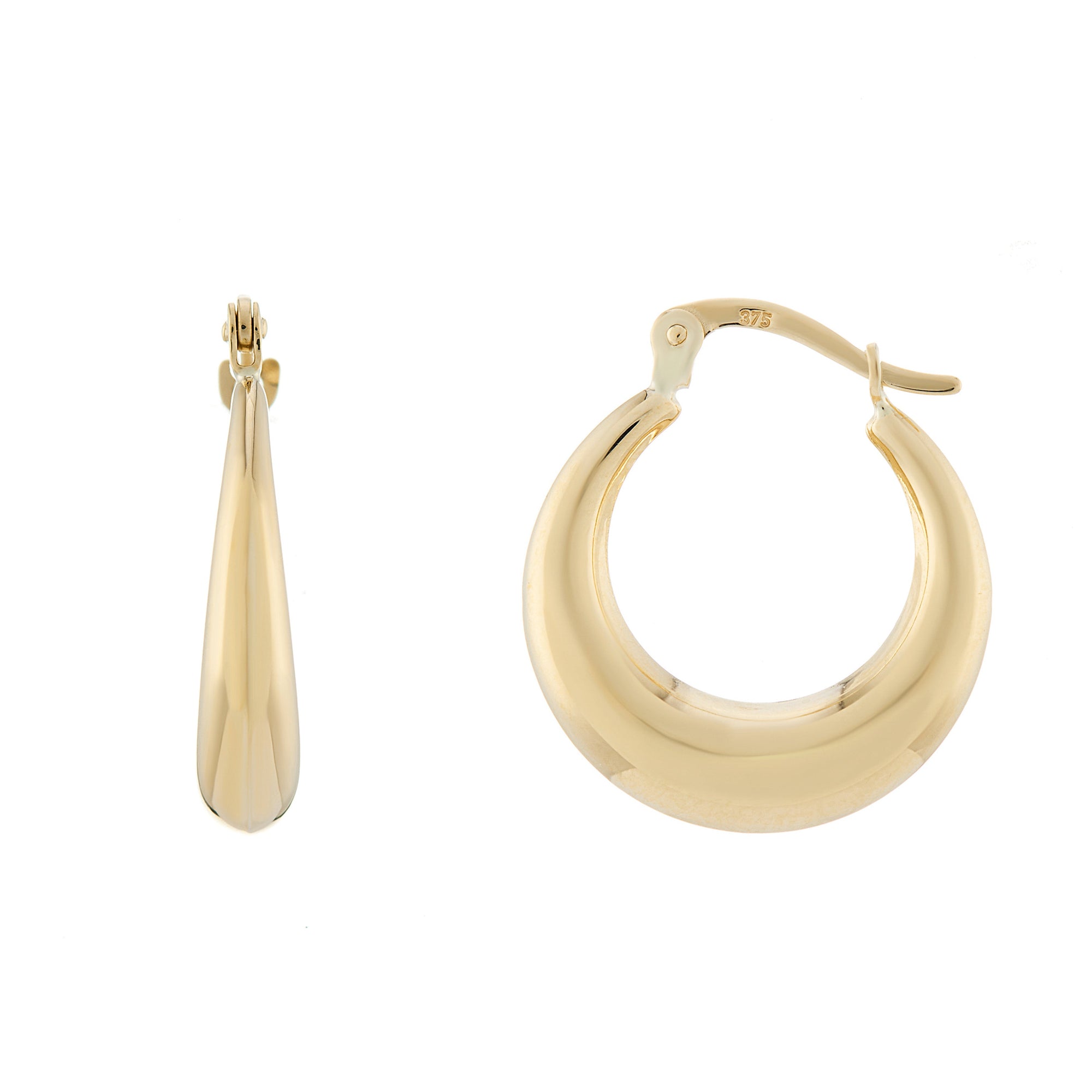 9ct gold plain creole hoop earrings